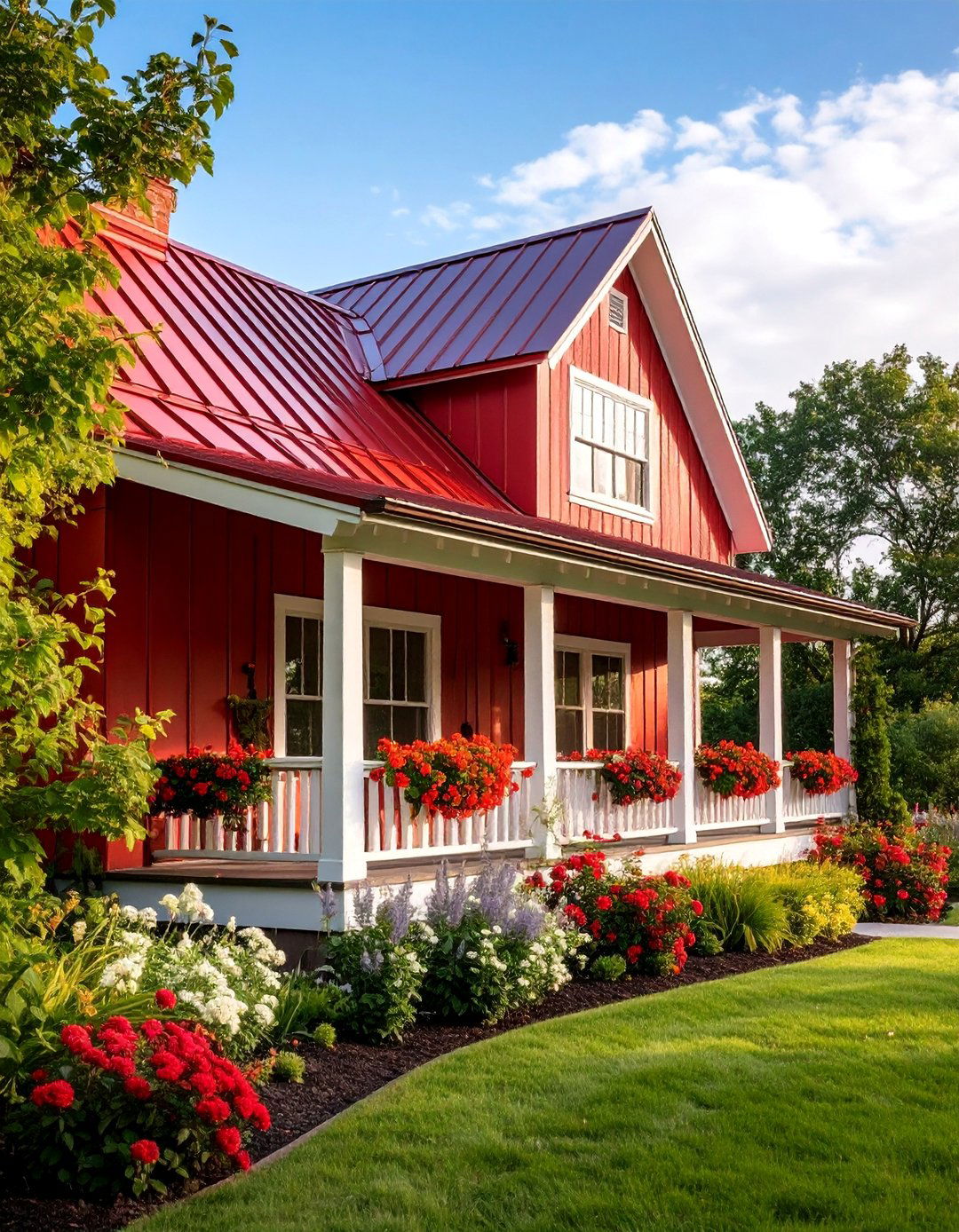 Painted Metal Accent Porch Roof - 25 Metal Roof Porch Design Ideas