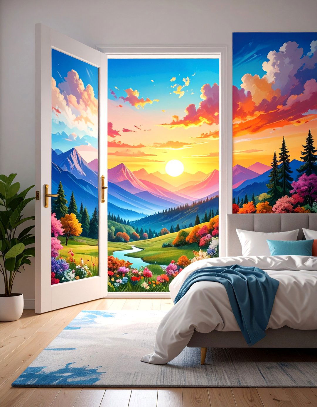 Painted Mural Artwork - 25 Bedroom Door Decorating Ideas