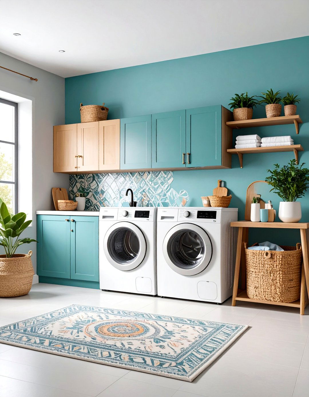 Painted Mural and Artistic Wall Treatment - 25 Boho Laundry Room Ideas