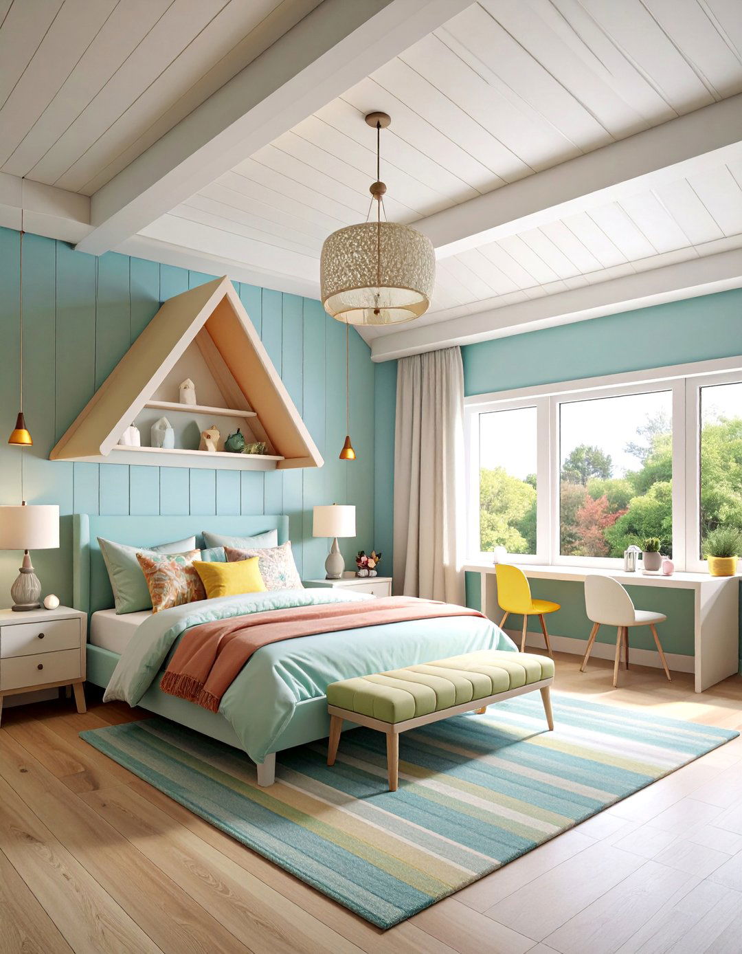 Painted Shiplap Ceiling with Contrasting Trim - 25 Shiplap Ceiling Ideas