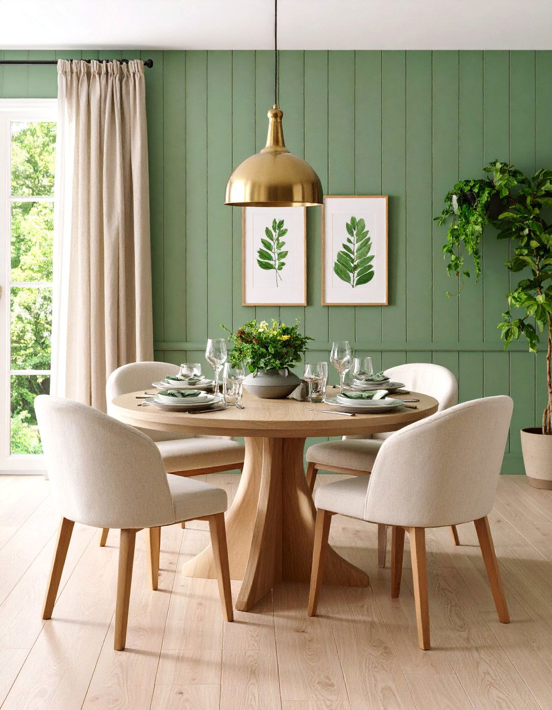 Painted Shiplap Dining Room in Sage Green - 25 Shiplap Dining Room Wall Ideas