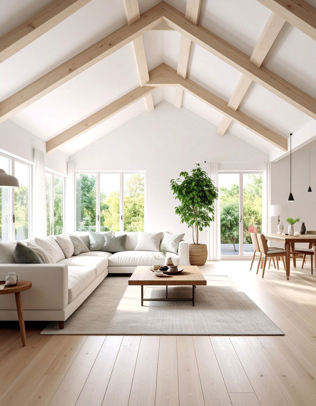 Painted White Modern Ceiling Beams - 25 Decorative Ceiling Beam Ideas