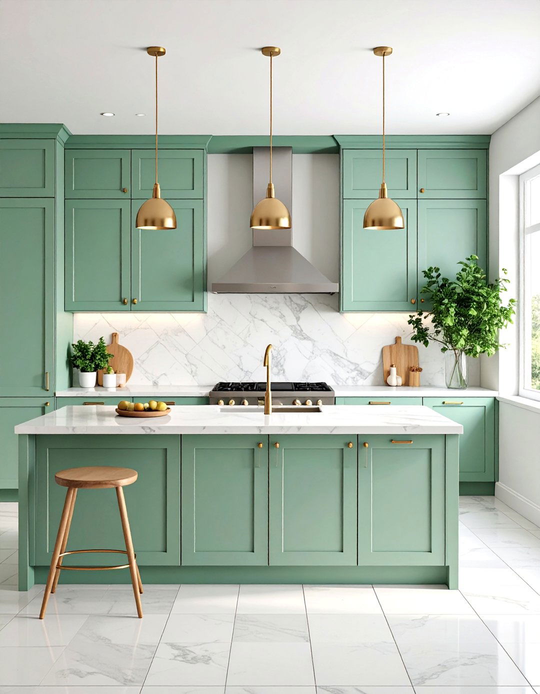Pale Green Kitchen Cabinets with White Countertops - 25 Pastel Colour Ideas for Your Home