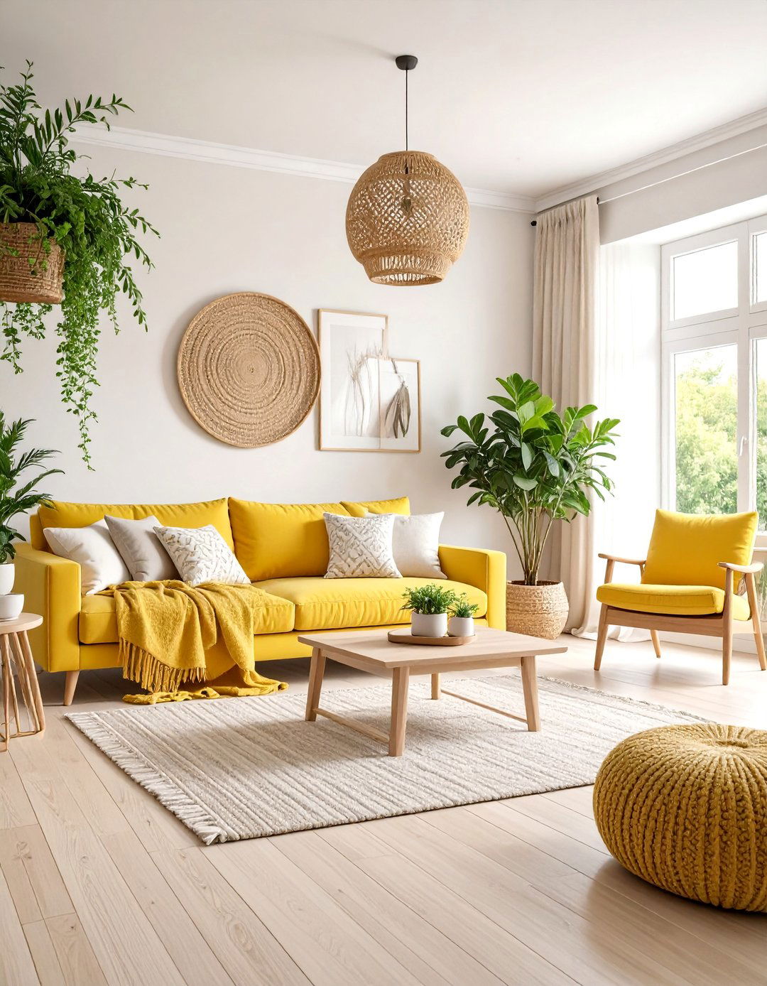 Pale Yellow Minimalist Scandinavian Style - 25 Yellow Living Room Ideas