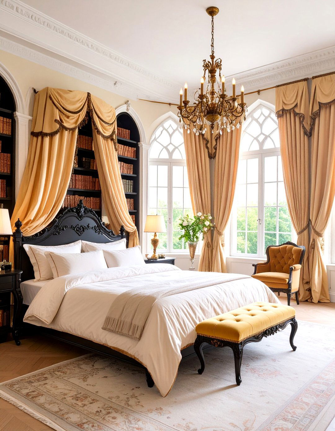 Pale Yellow Sunshine Gothic Library - 25 pastel goth bedroom ideas