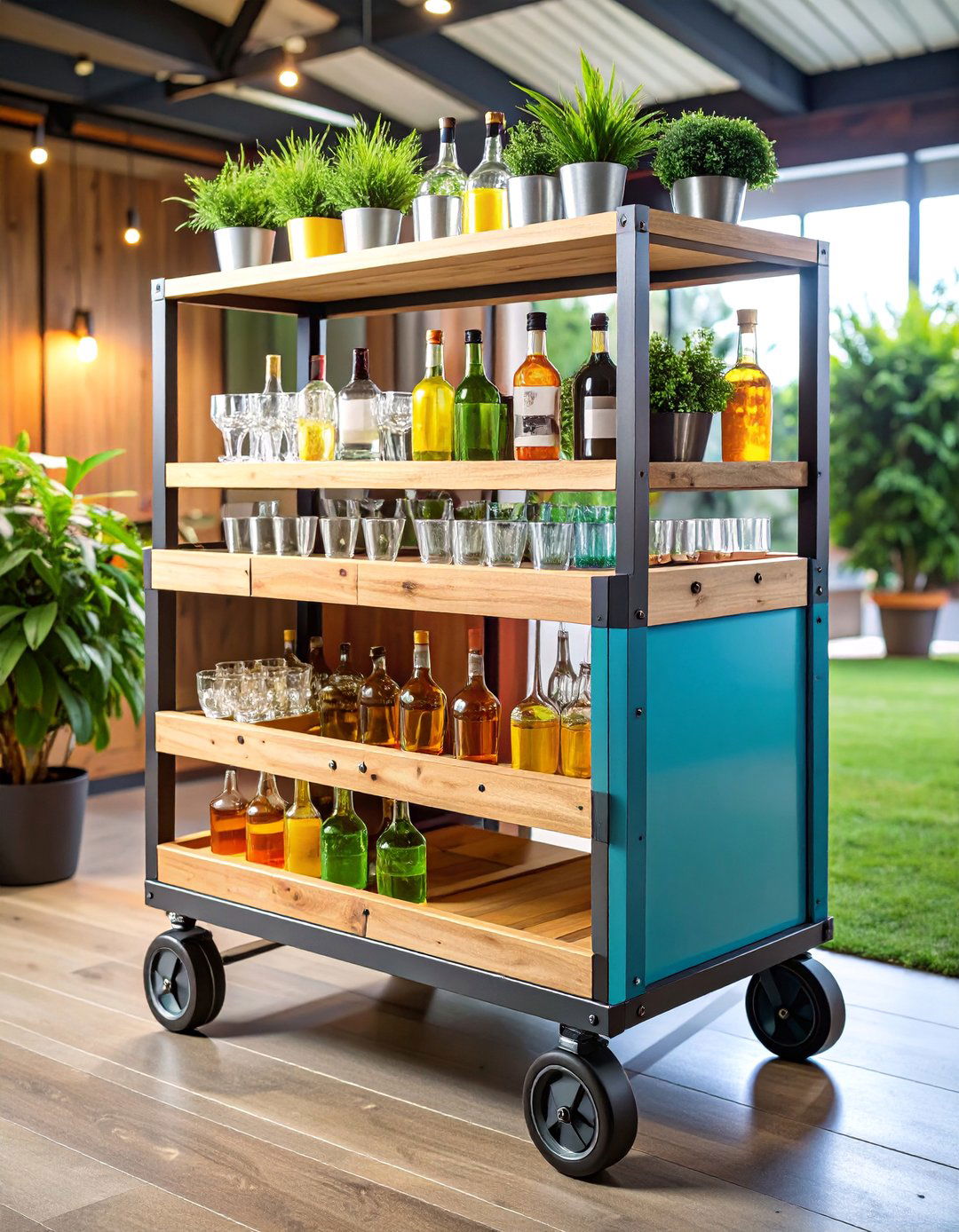 Pallet Bar Cart with Wheels - 25 Pallet Furniture Ideas