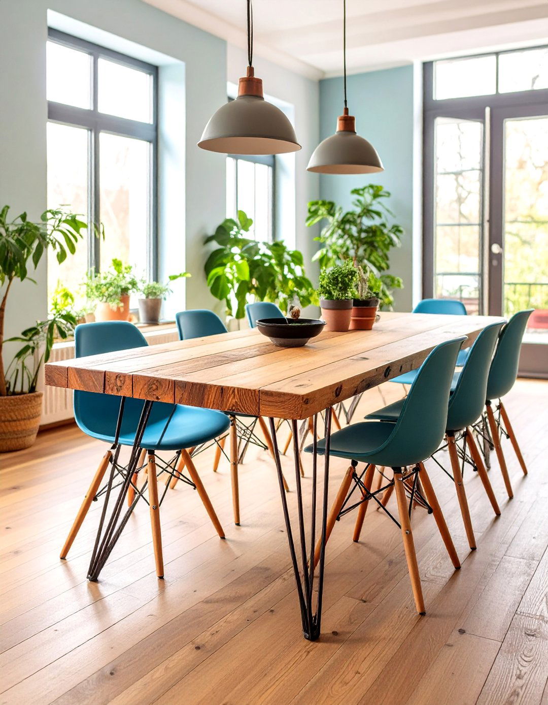 Pallet Dining Table with Hairpin Legs - 25 Pallet Furniture Ideas