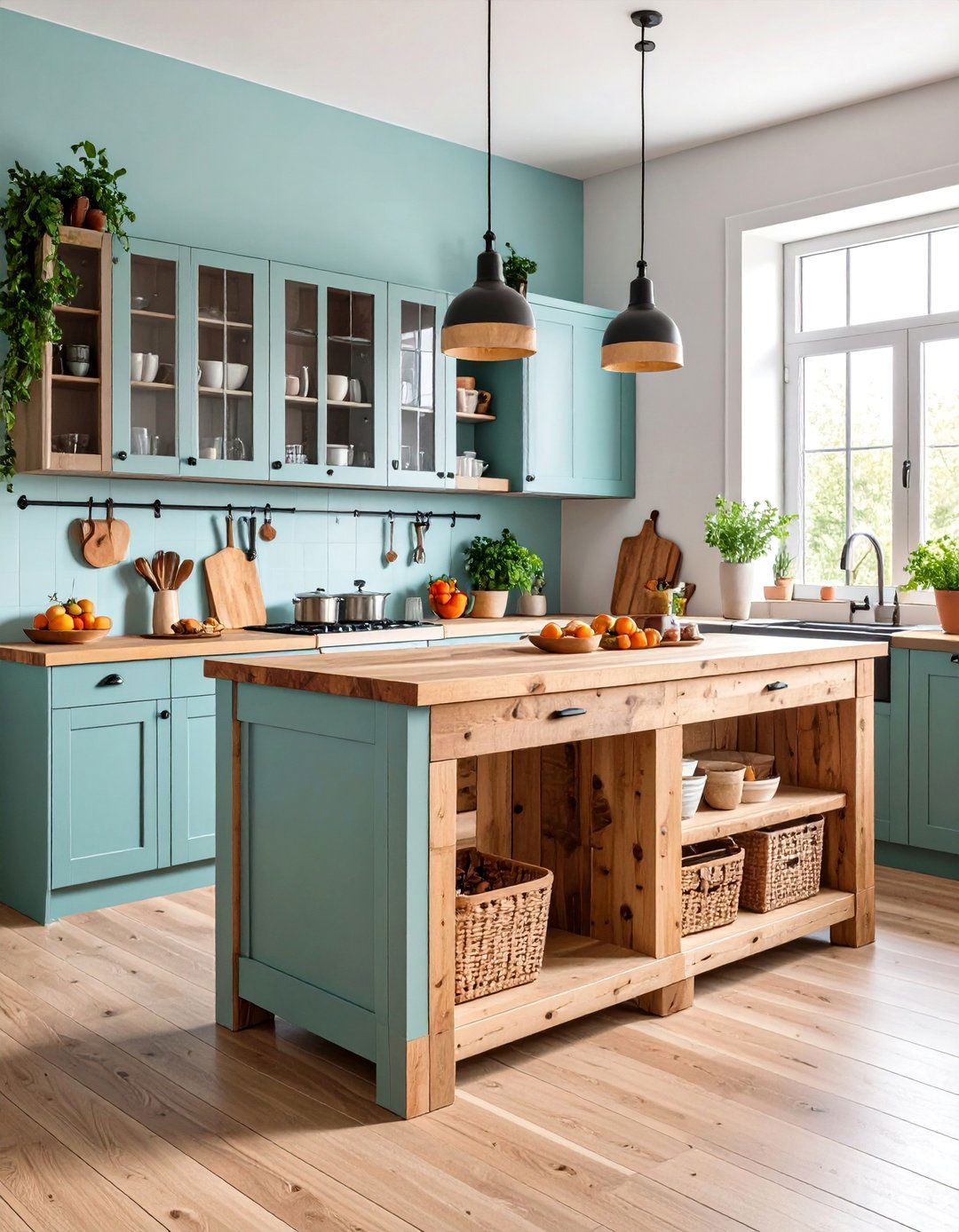 Pallet Kitchen Island with Butcher Block Top - 25 Pallet Furniture Ideas