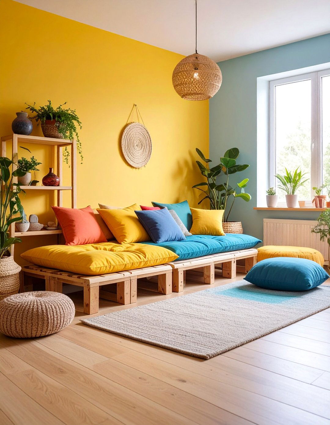 Pallet Meditation Corner with Cushion Storage - 25 Pallet Furniture Ideas