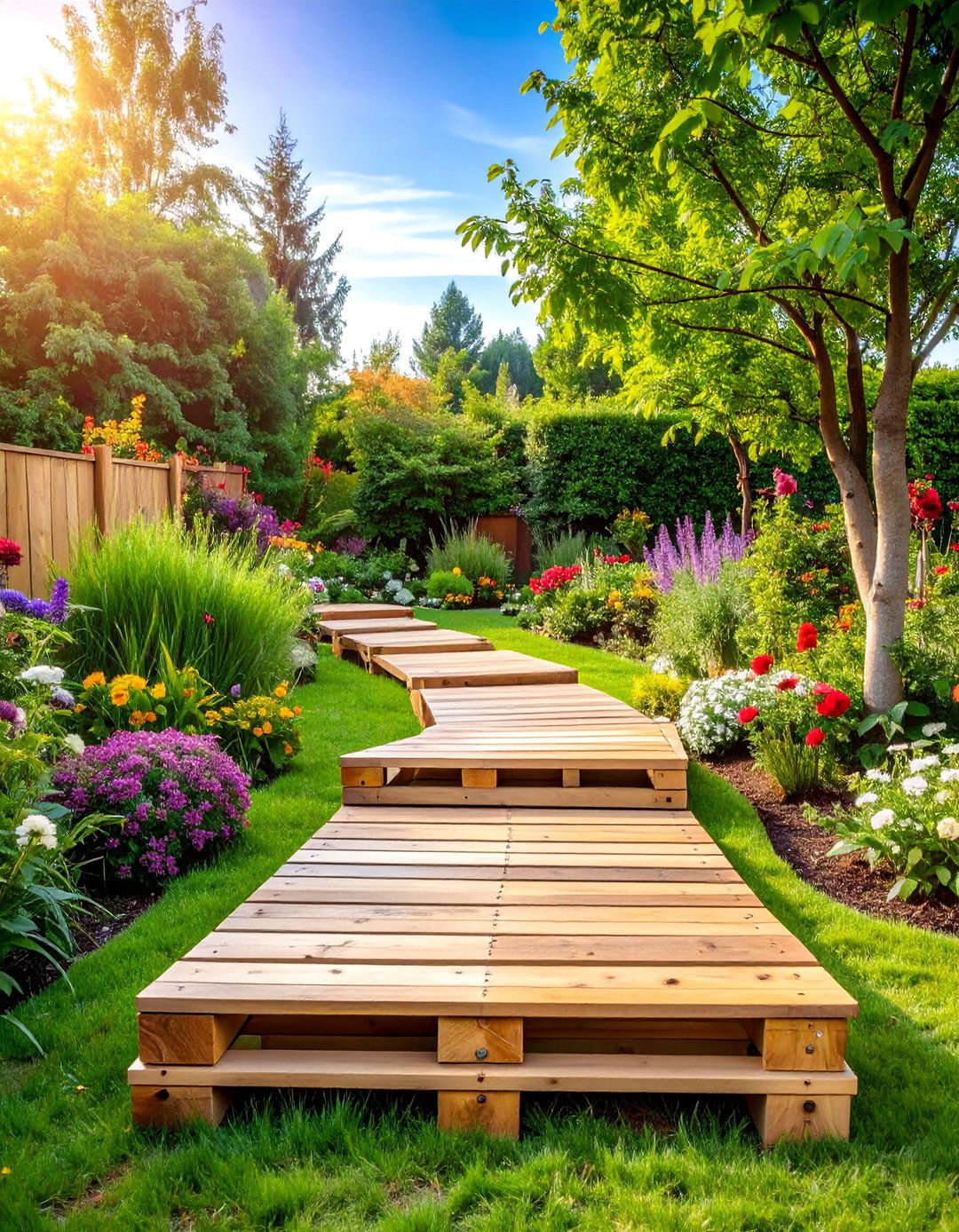 Pallet Wood Garden Path - 25 Wooden Walkway Ideas