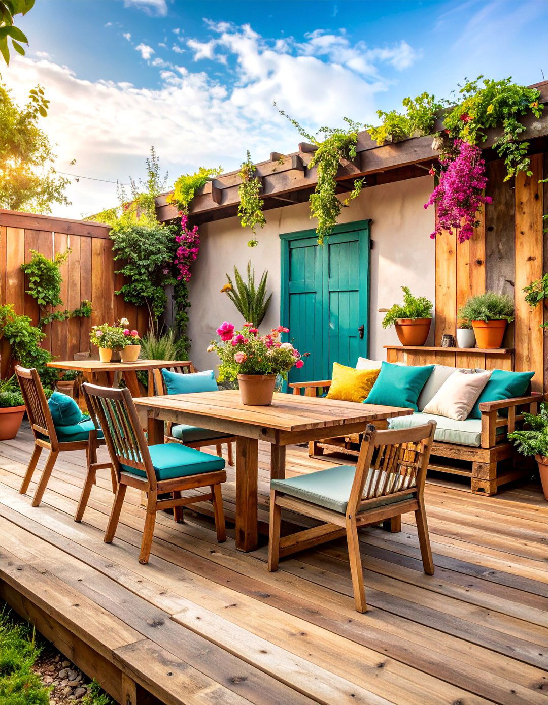 Pallet Wood Patio with Reclaimed Industrial Character - 25 Patio Flooring Ideas