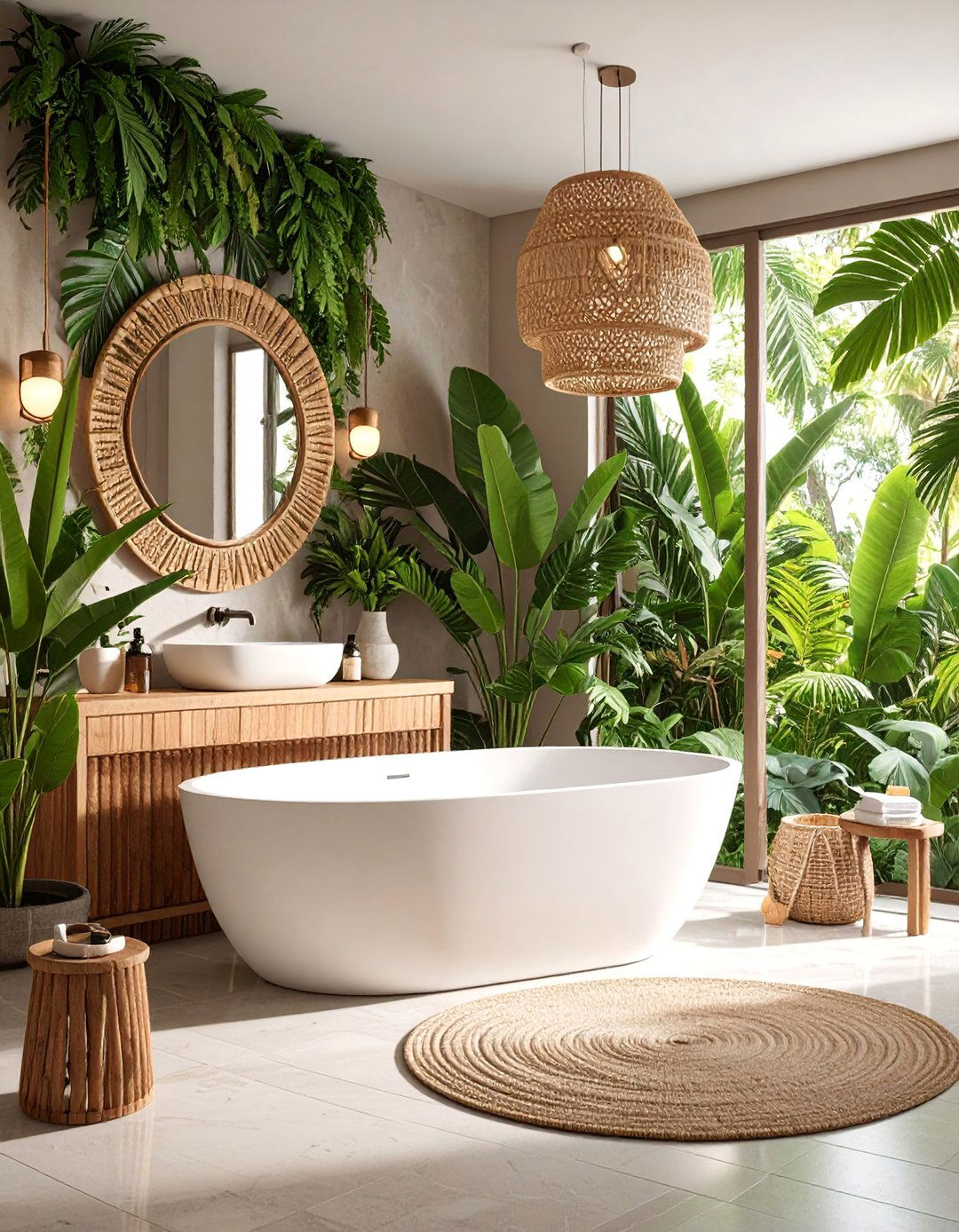 Palm Leaf Bathroom with Tropical Resort Sophistication - 25 Bathroom Wallpaper Ideas