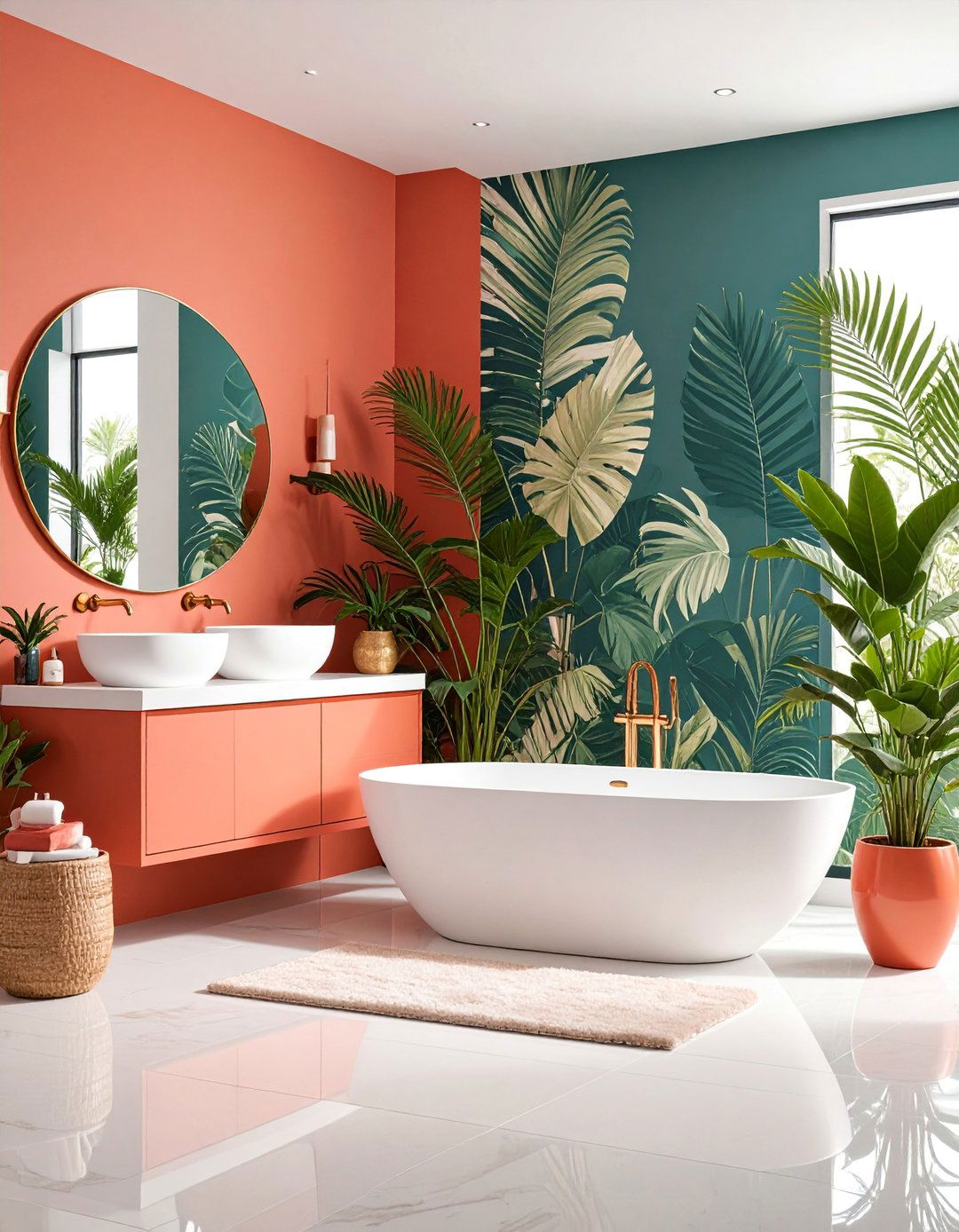 Palm Leaf Tropical Paradise Bathroom - 25 Tropical Bathroom Ideas