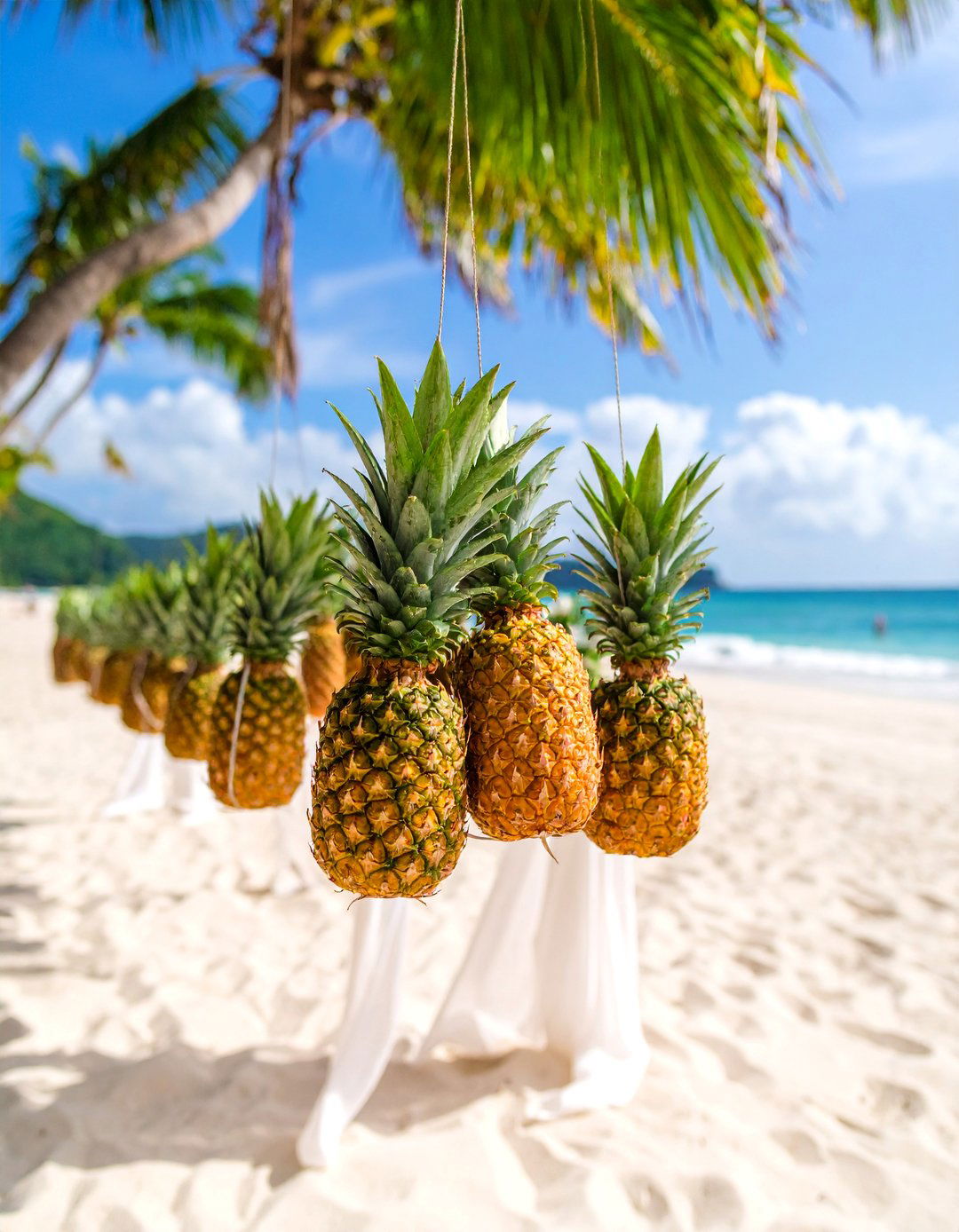 Palms and Pineapples Beach Wedding with Tropical Paradise Theme