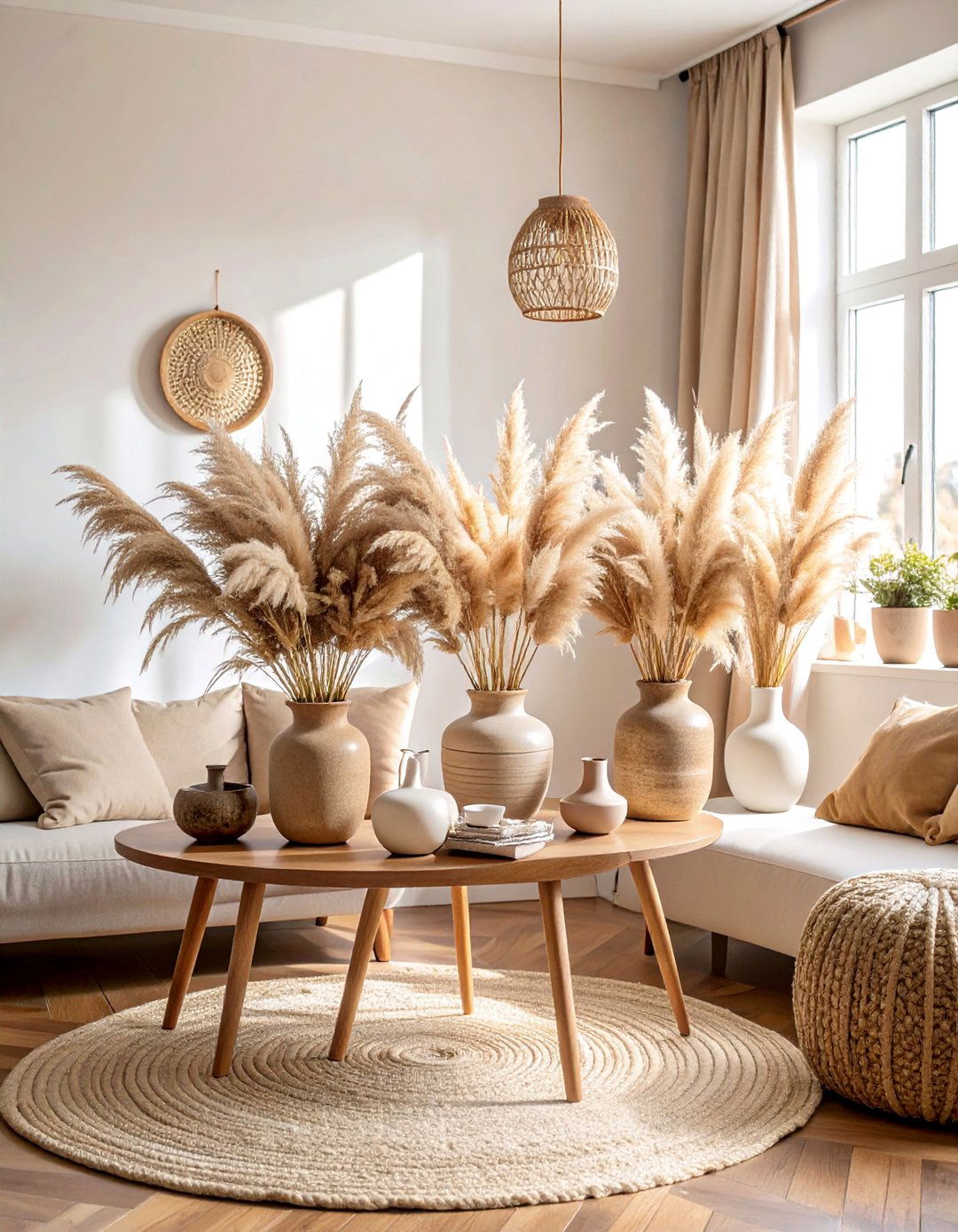 Pampas Grass Boho Chic Neutral Elegance - 25 Baby Shower Centerpiece Ideas