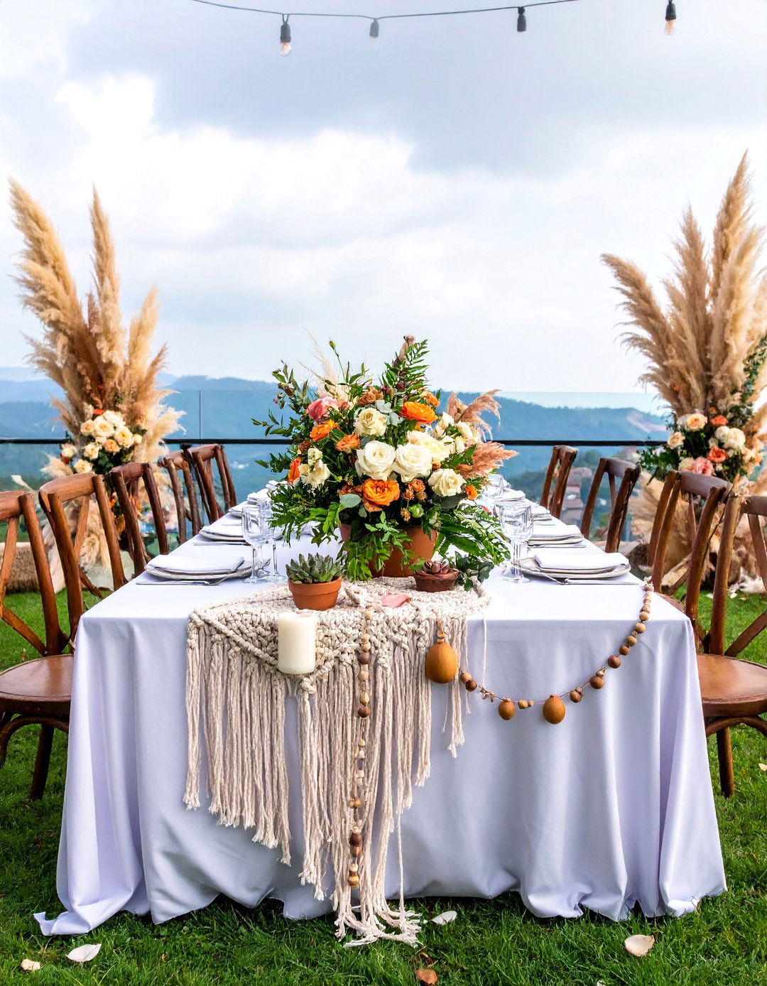 Pampas Grass Boho Rustic Arrangement - 25 Rustic Wedding Centerpieces
