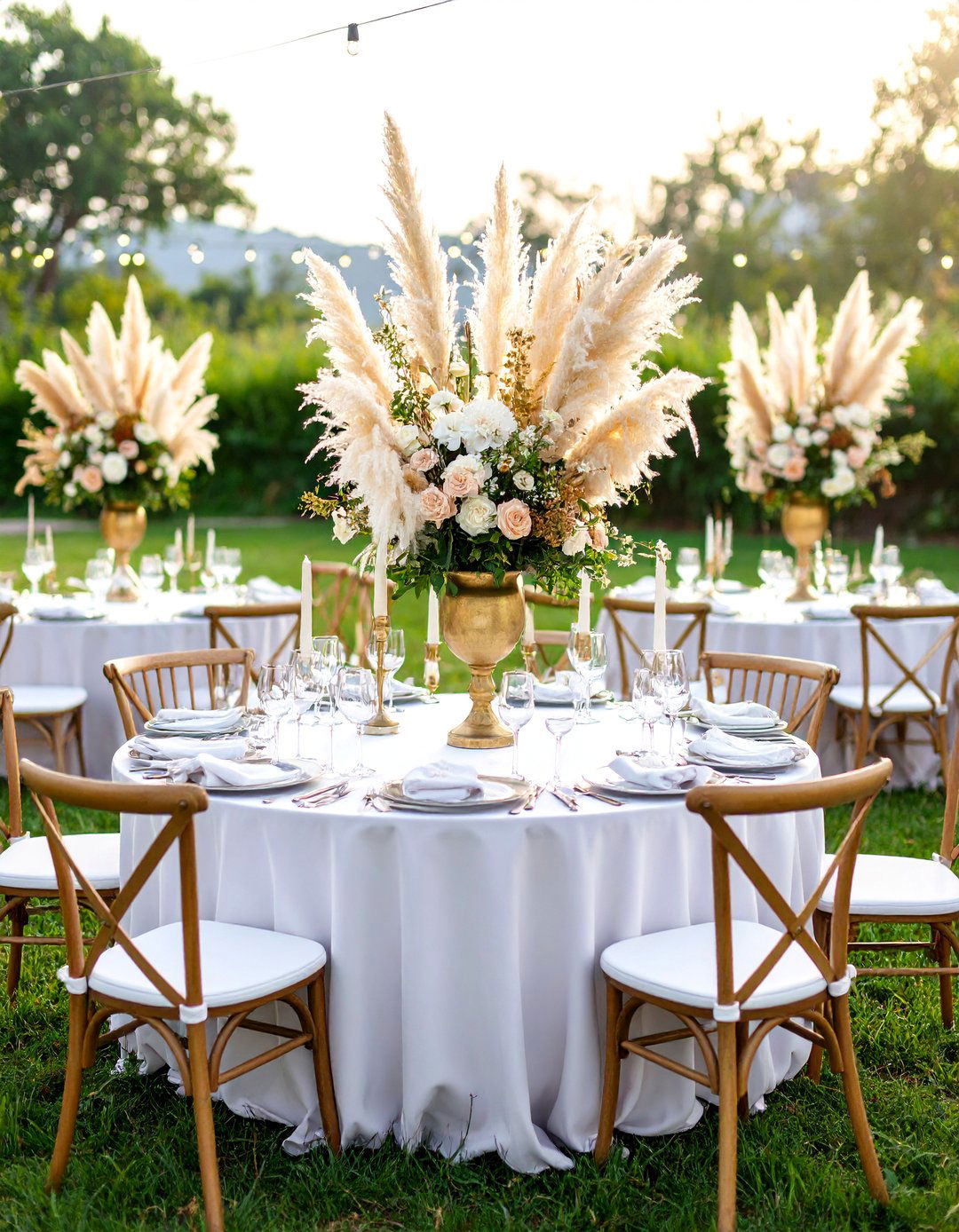 Pampas Grass Meadow Reception with Neutral Elegance - 25 boho wedding ideas