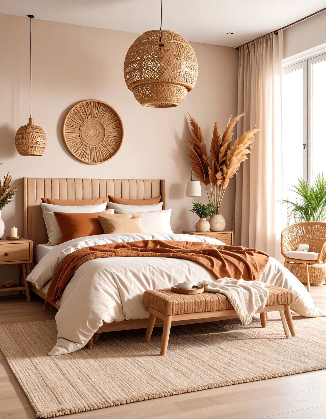 Pampas Grass and Dried Flower Bedroom - 25 Small Boho Bedroom Ideas