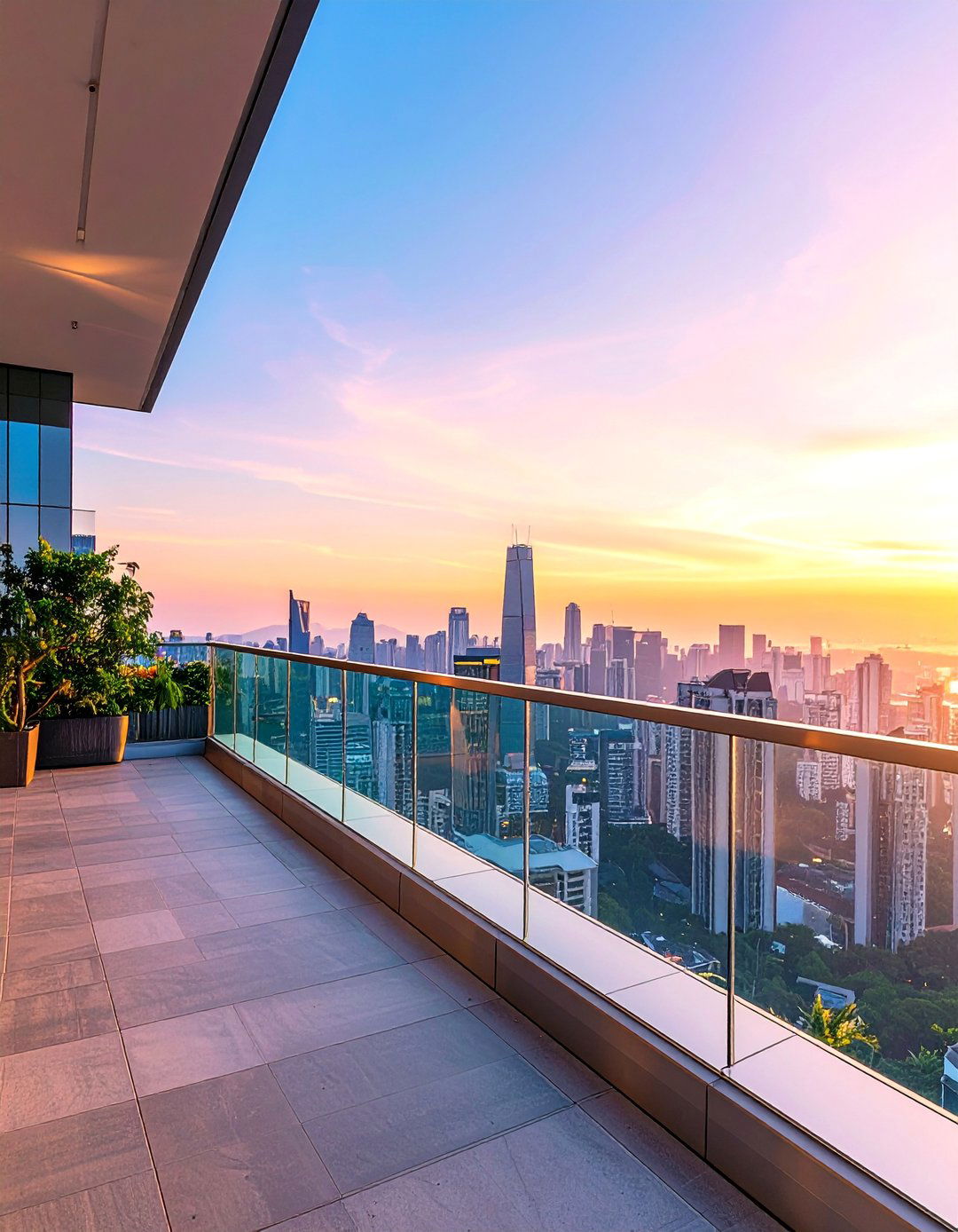 Panoramic City View Glass Balcony - 25 Glass Balcony Design Ideas