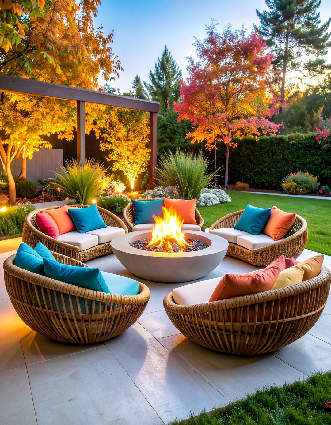 Papasan Bowl Chairs with Thick Cushion Systems - 25 Fire Pit Chair Ideas