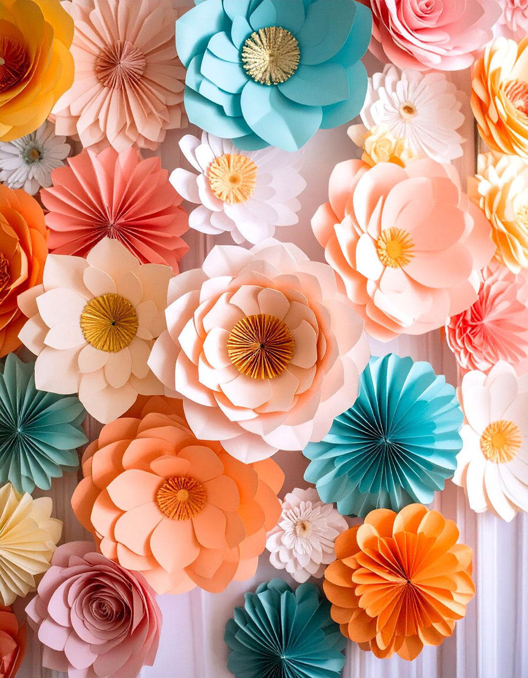 Paper Flower Wall Wedding Backdrop - 25 Wedding Backdrop Ideas