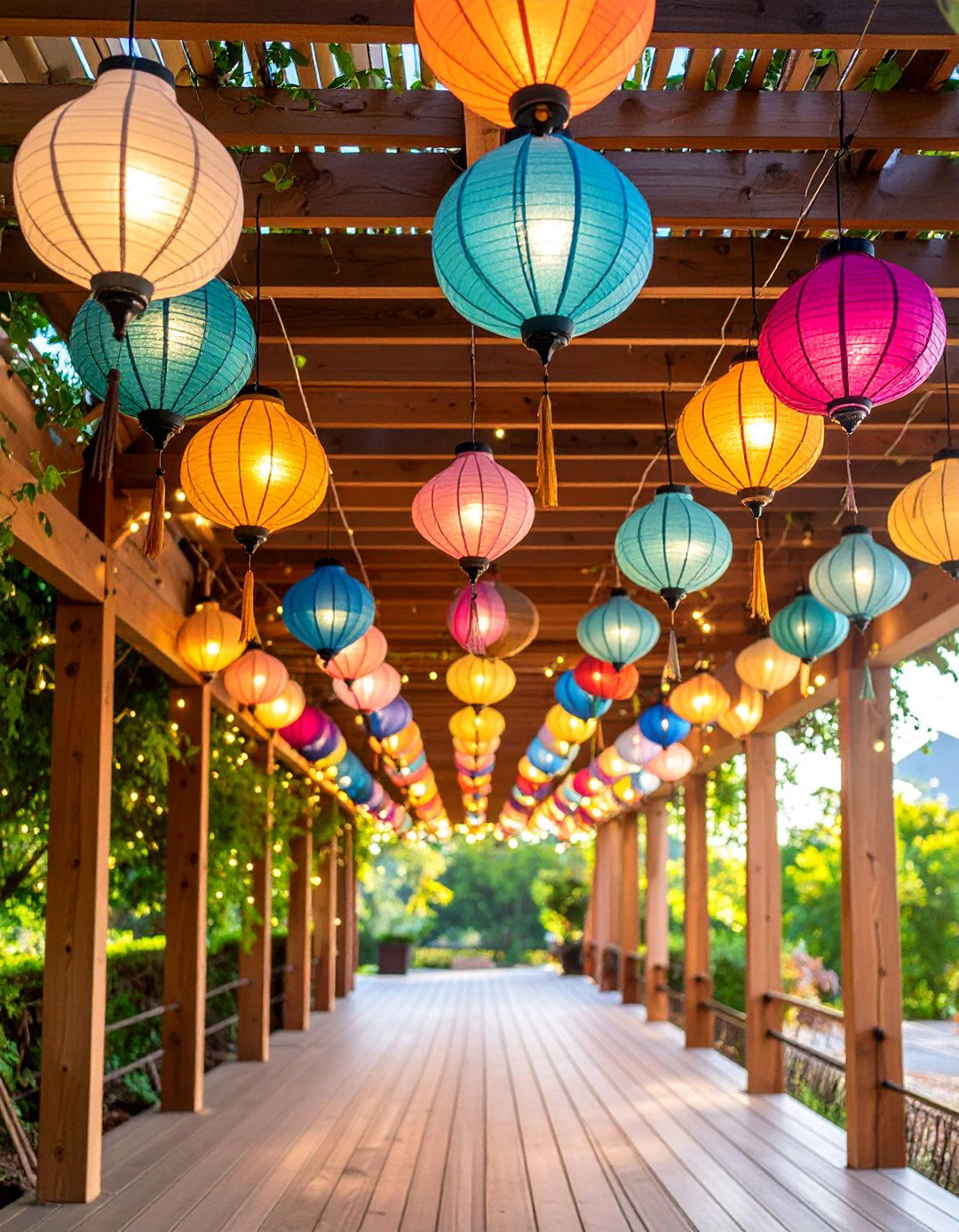 Paper Lantern Festival Display - 25 Pergola Lighting Ideas