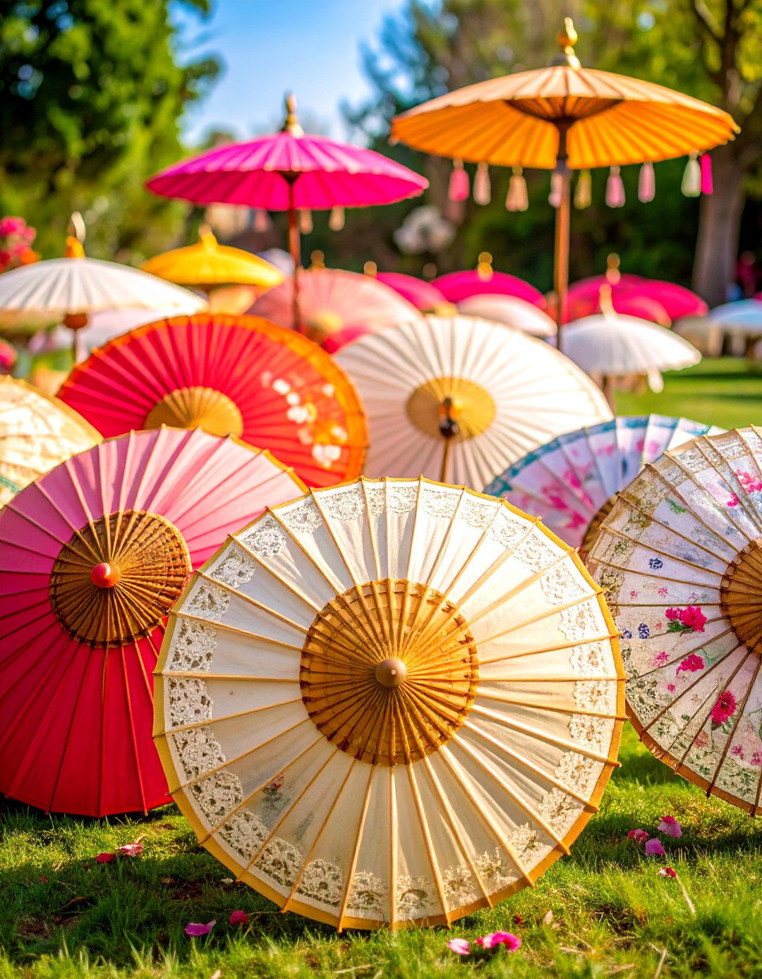 Parasol and Fan Ceremony Decor - 25 Bridgerton Wedding Ideas