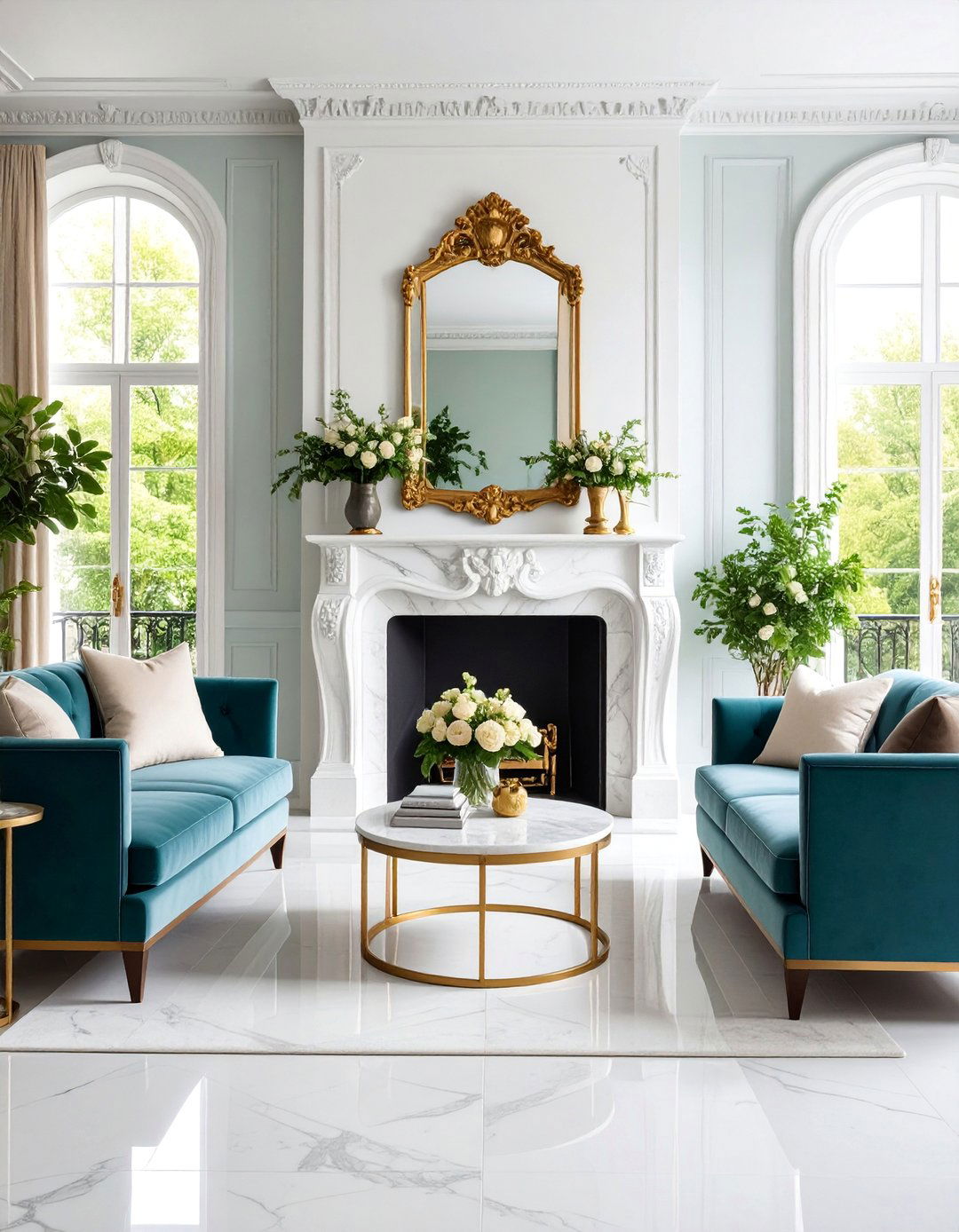 Parisian Apartment Marble Fireplace with Sophisticated Urban Elements - 25 French Country Fireplace Ideas