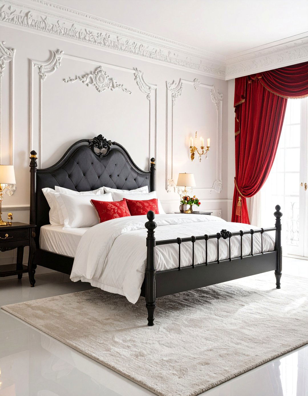 Parisian Chic Bedroom Elegance - 25 red black and white bedroom ideas