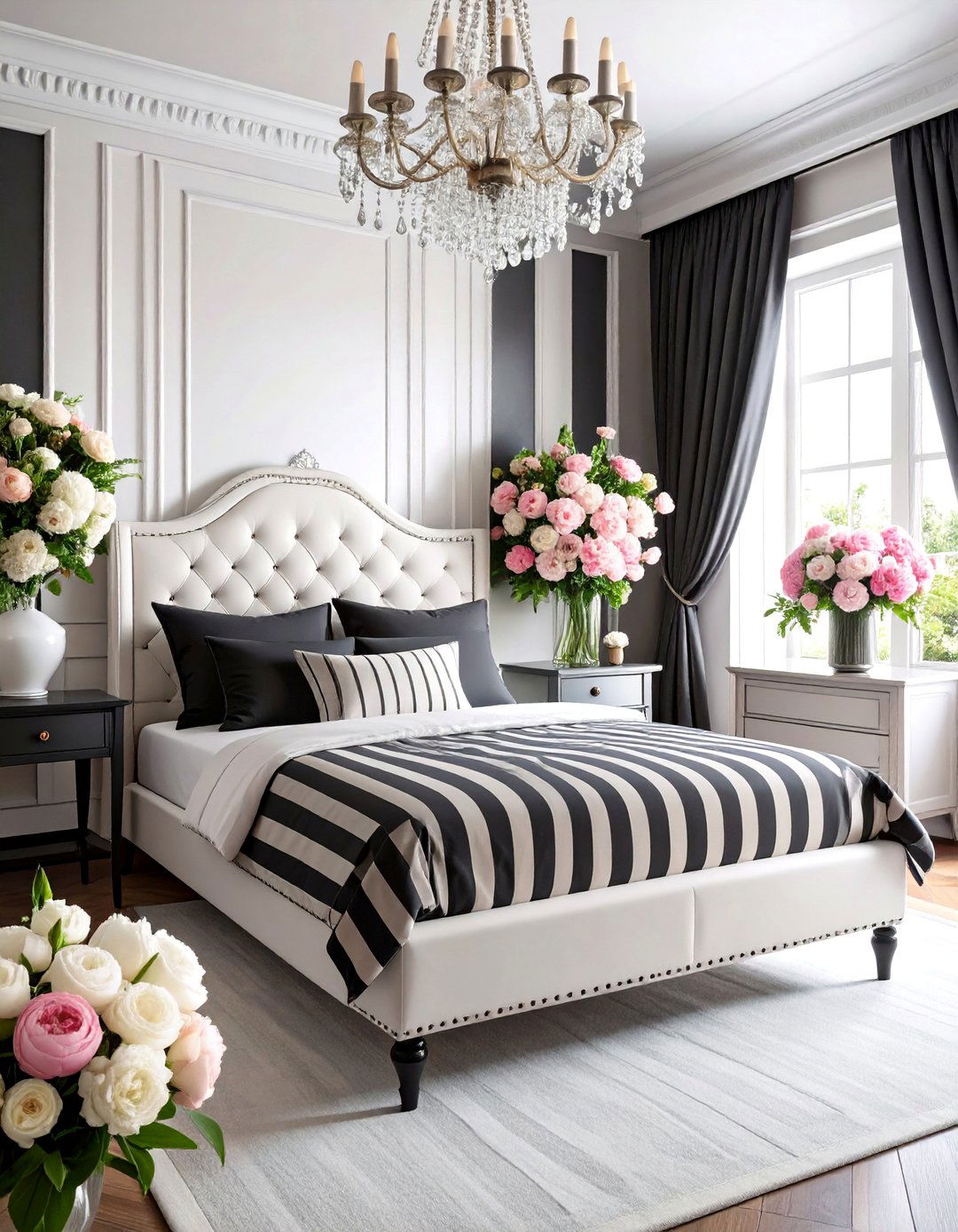 Parisian Chic Black and White Apartment Style - 25 Feminine Black and White Bedroom Ideas