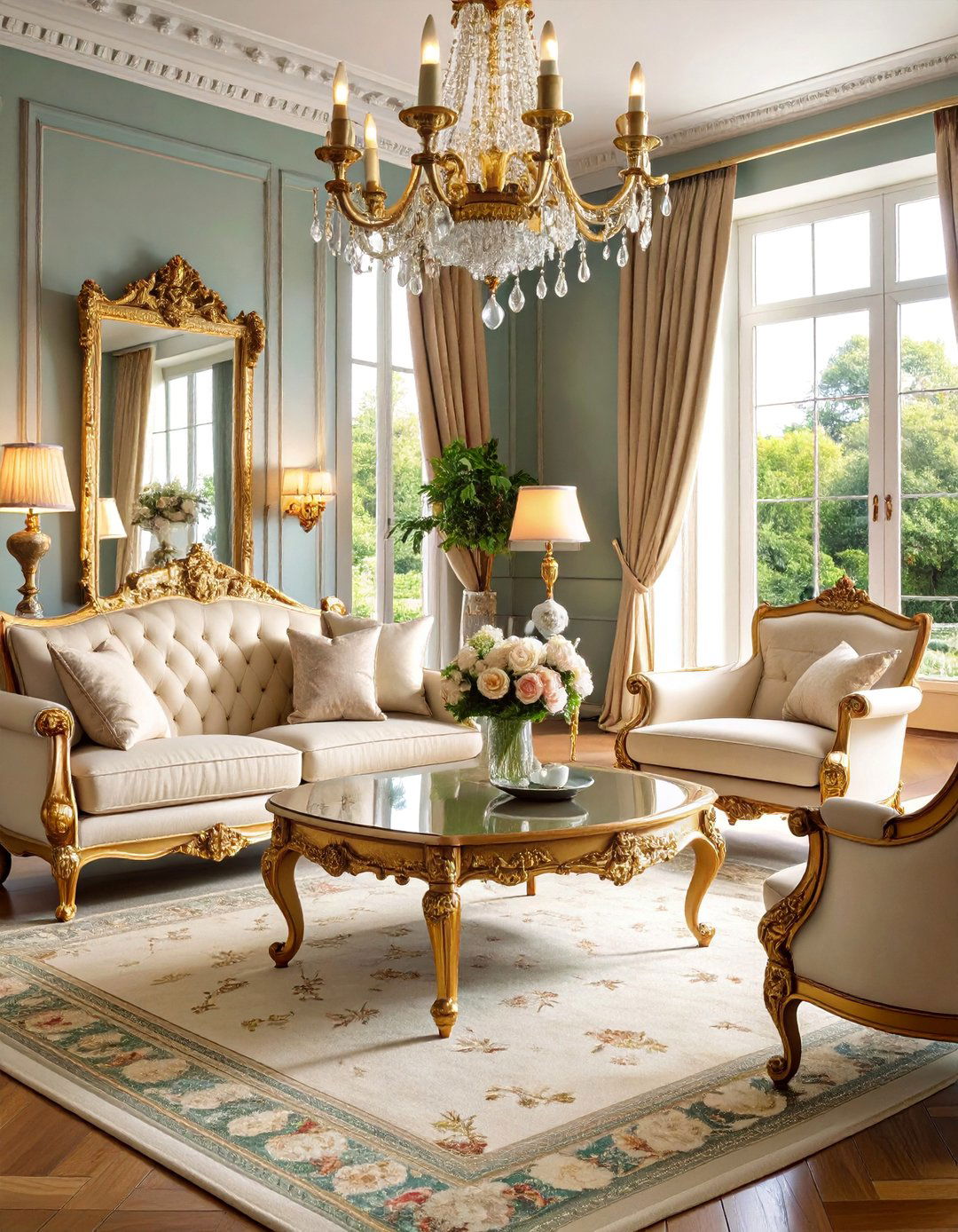 Parisian Chic Cream and Gold Living Room - 25 Cream and Gold Living Room Ideas