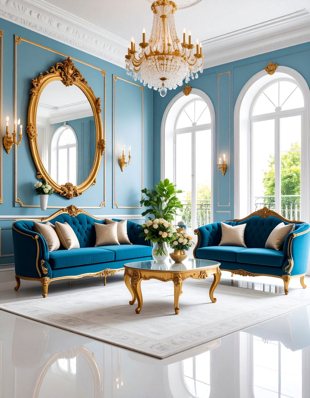 Parisian Living Room with Antique Mirror Focal Points - 25 Parisian-style Living Room Ideas