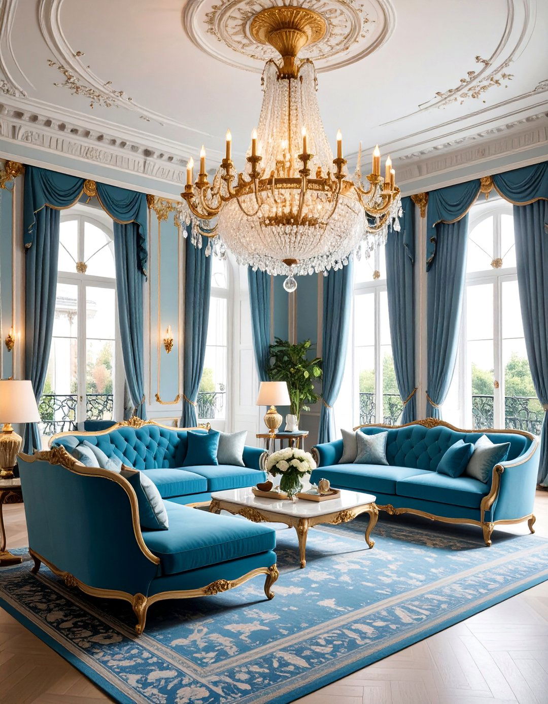 Parisian Living Room with Crystal Chandelier Drama - 25 Parisian-style Living Room Ideas