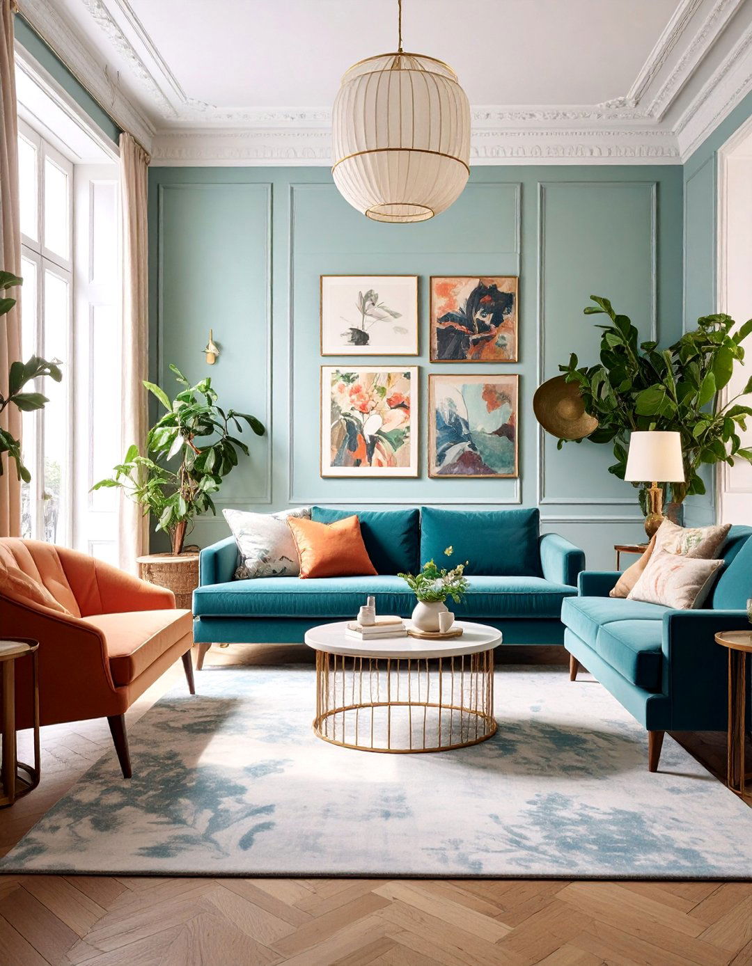 Parisian Living Room with Gallery Wall Art Collection - 25 Parisian-style Living Room Ideas