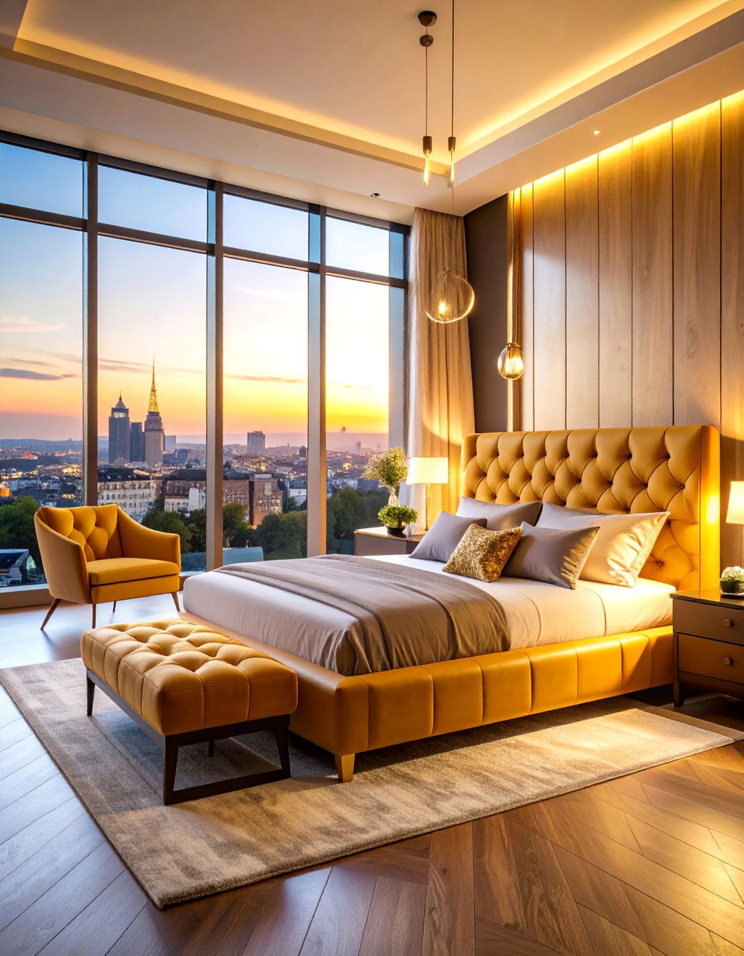 Parisian Penthouse Bedroom with City Views - 25 Parisian Themed Bedroom Ideas