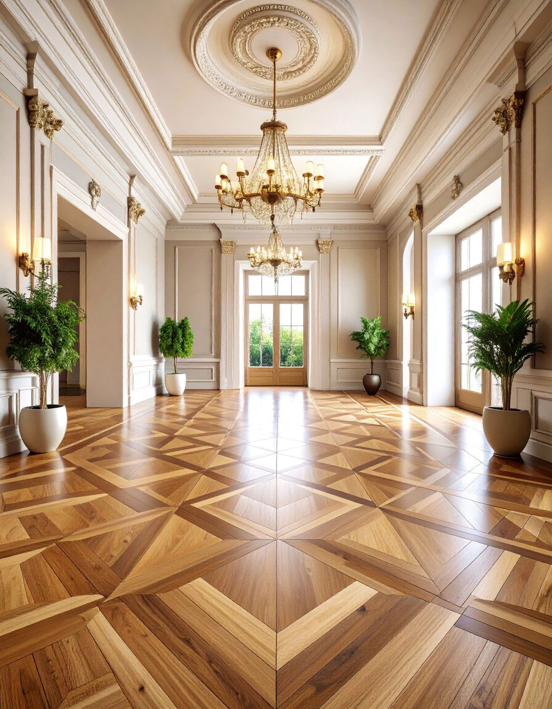 Parquet Versailles Oak Wood Floor for Grand Entryways - 25 Wood Floor Design Ideas