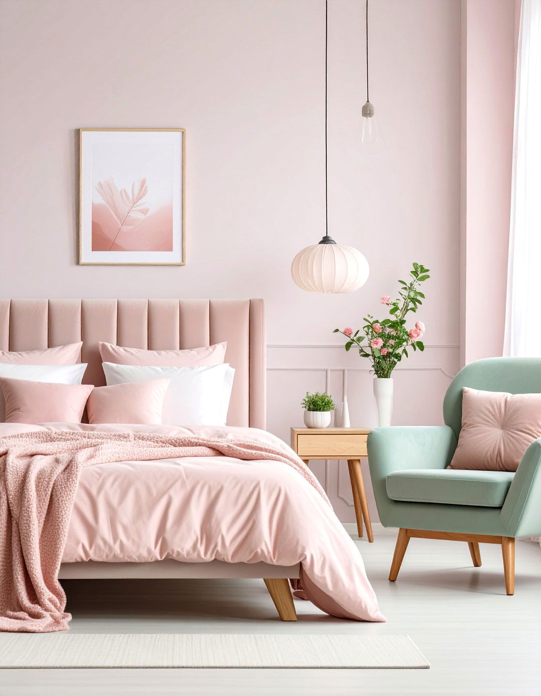 Pastel Accent Scandinavian Bedroom with Soft Color Touches - 25 Scandinavian Bedroom Ideas