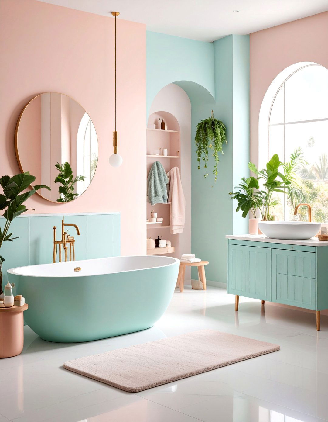 Pastel Color Accent Bathroom - 25 Modern Bathroom Ideas