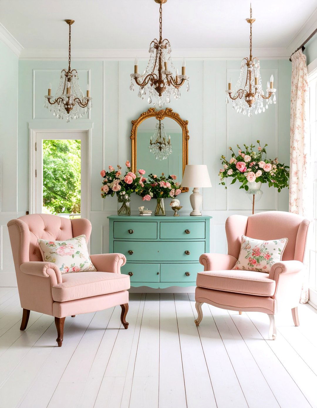 Pastel Cottage Living Room with Shabby Chic Elements - 25 Cottage Living Room Ideas
