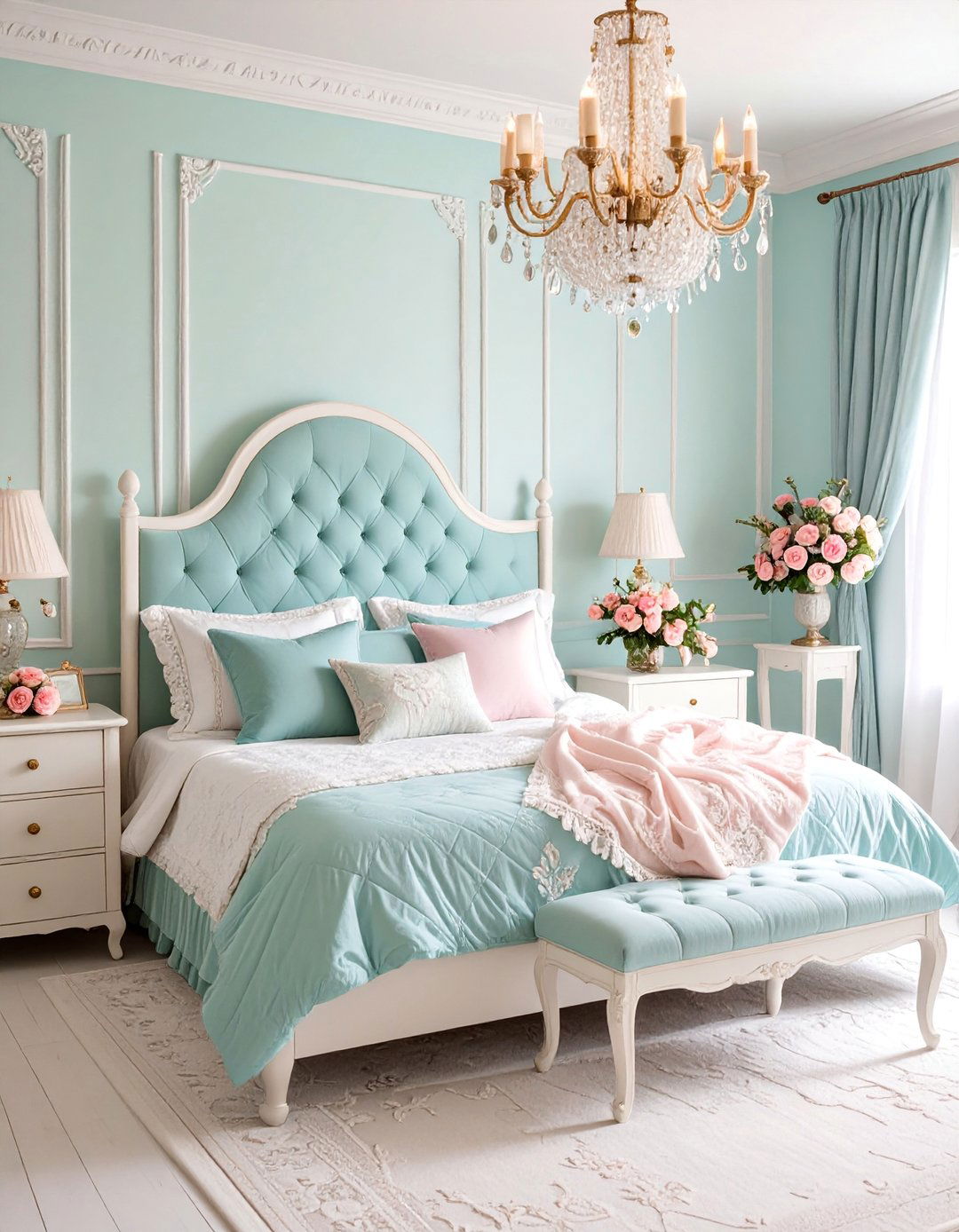 Pastel Green Vintage Romance Bedroom - 25 Light Green Bedroom Ideas