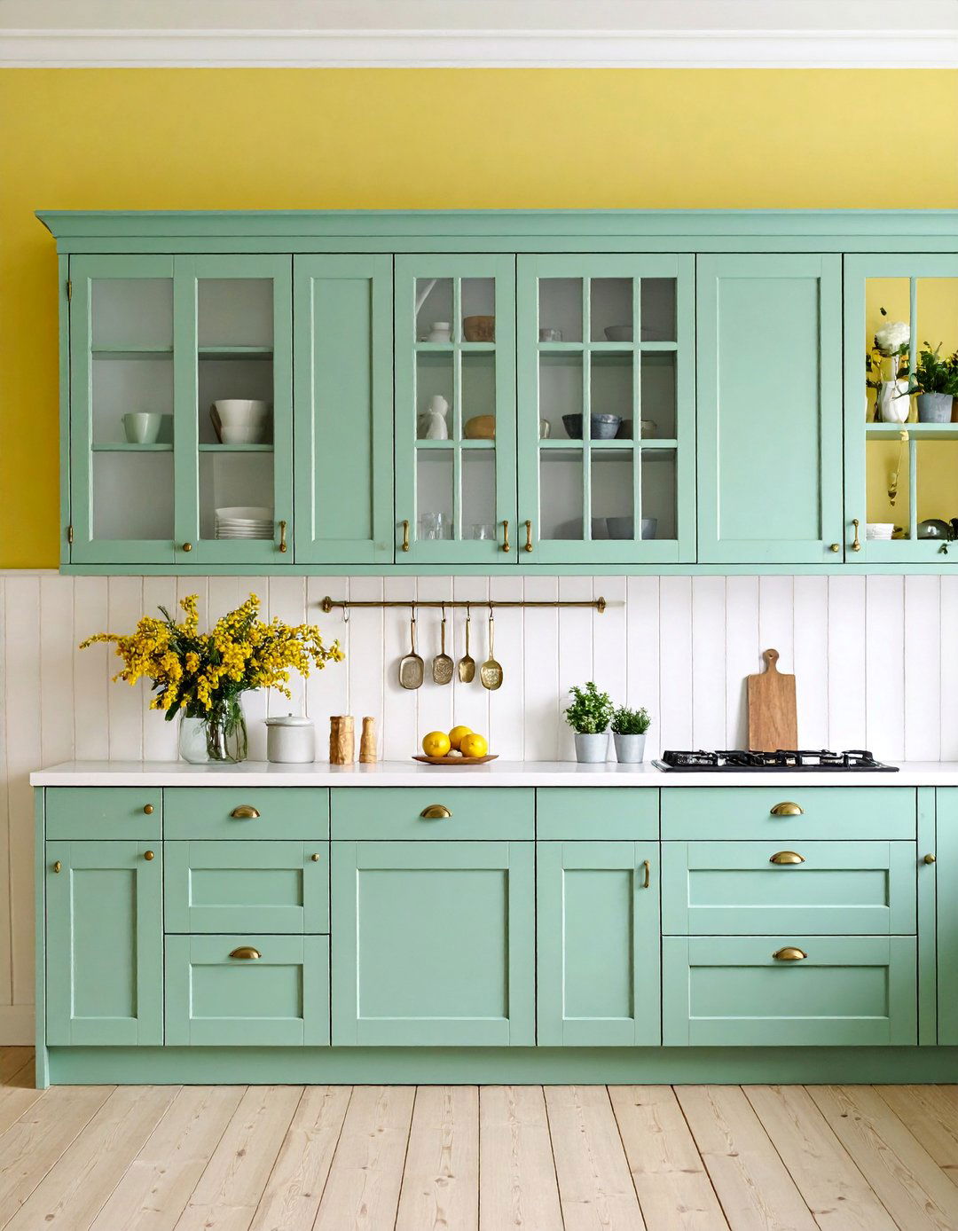 Pastel Green and Yellow Cottage Kitchen - 25 Green and Yellow Kitchen Ideas