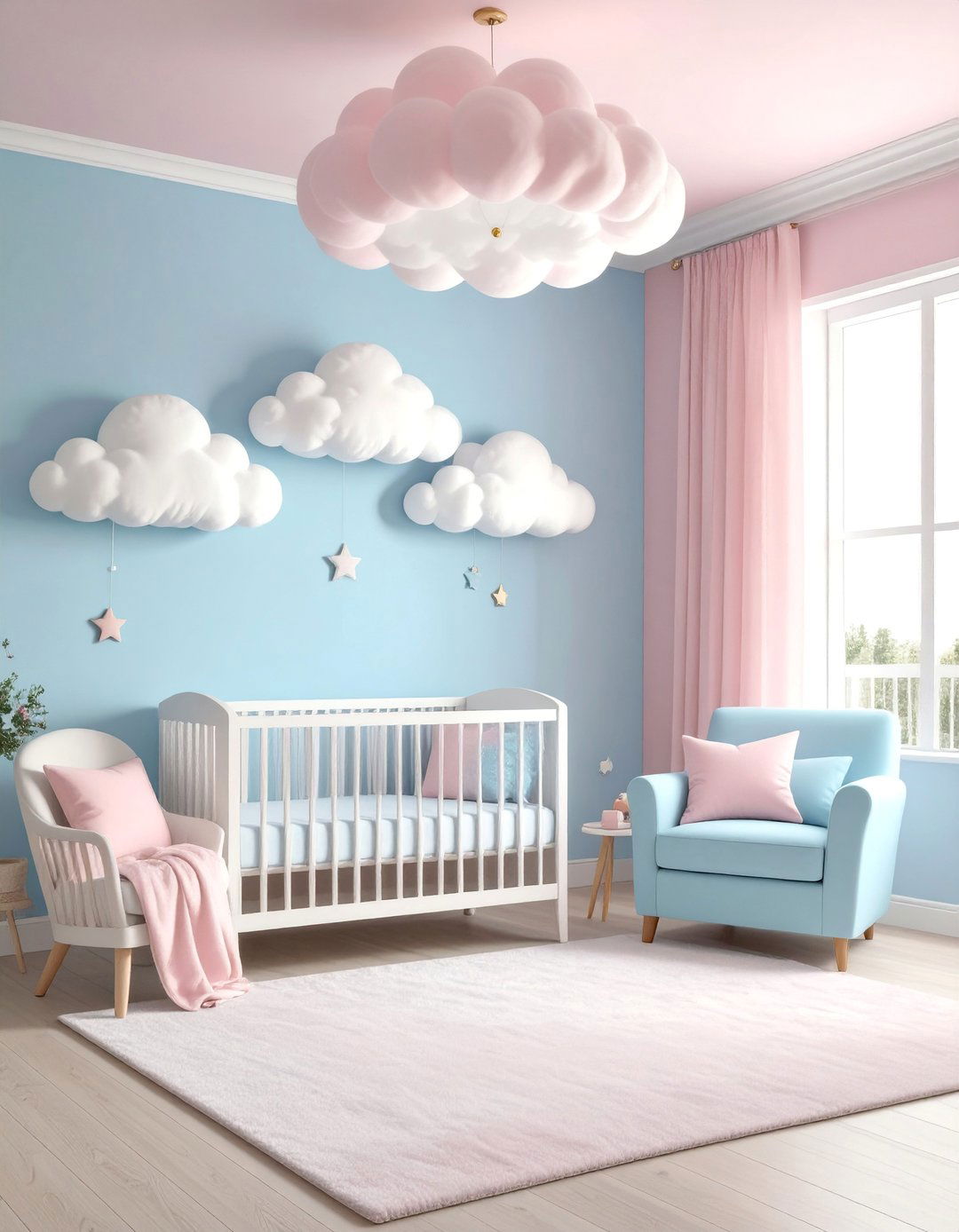Pastel Nursery Box Room with Cloud Theme and Soft Storage - 25 Box Room Ideas
