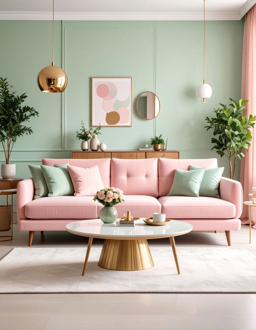 Pastel Paradise Living Room with Soft Geometric Accents - 25 1980s Living Room Ideas