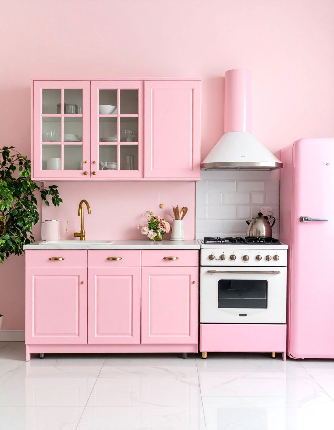 Pastel Pink Retro Feminine Kitchen - 25 Retro Kitchen Ideas