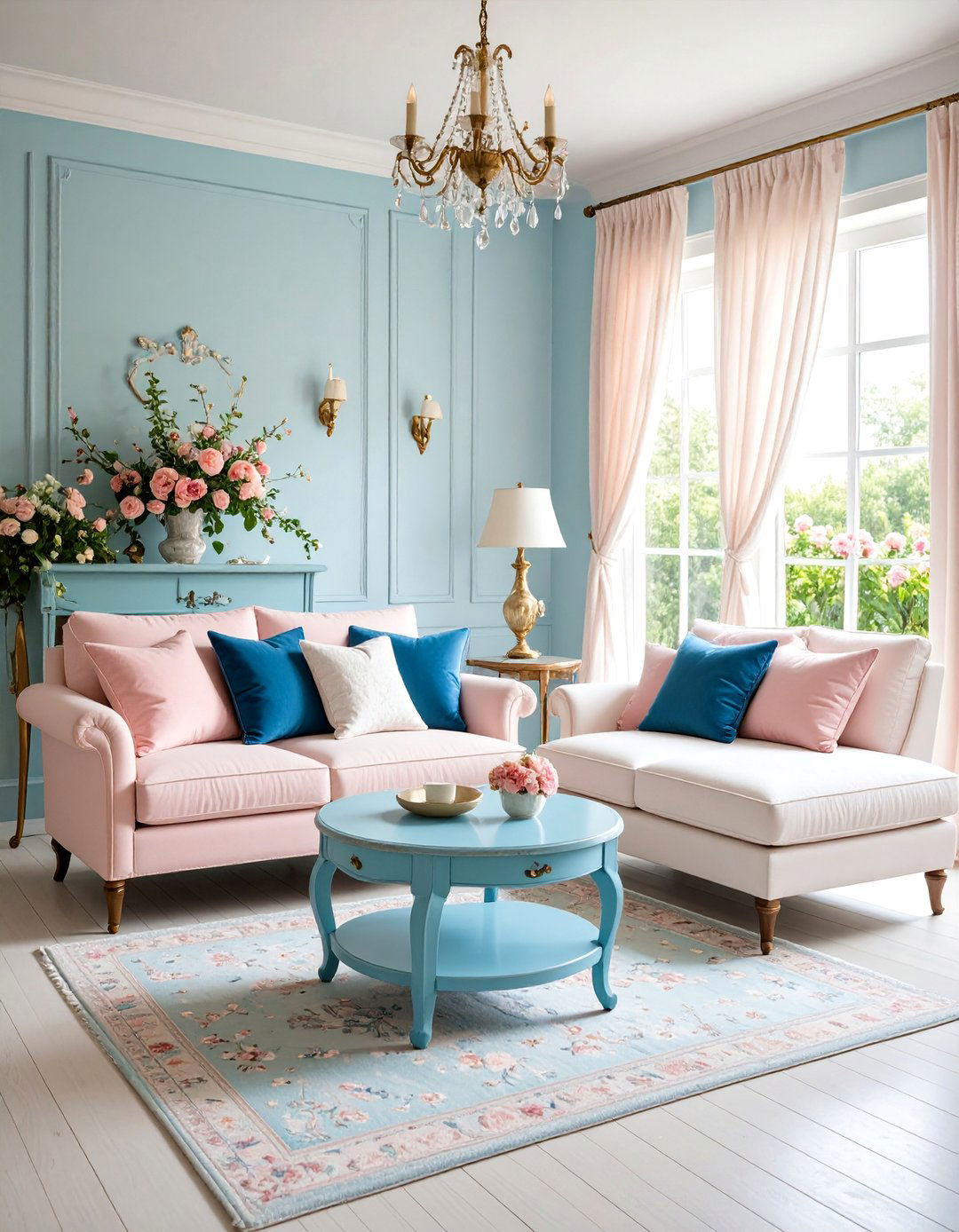 Pastel Pink and Baby Blue Shabby Chic Haven - 25 Pink and Blue Living Room Ideas