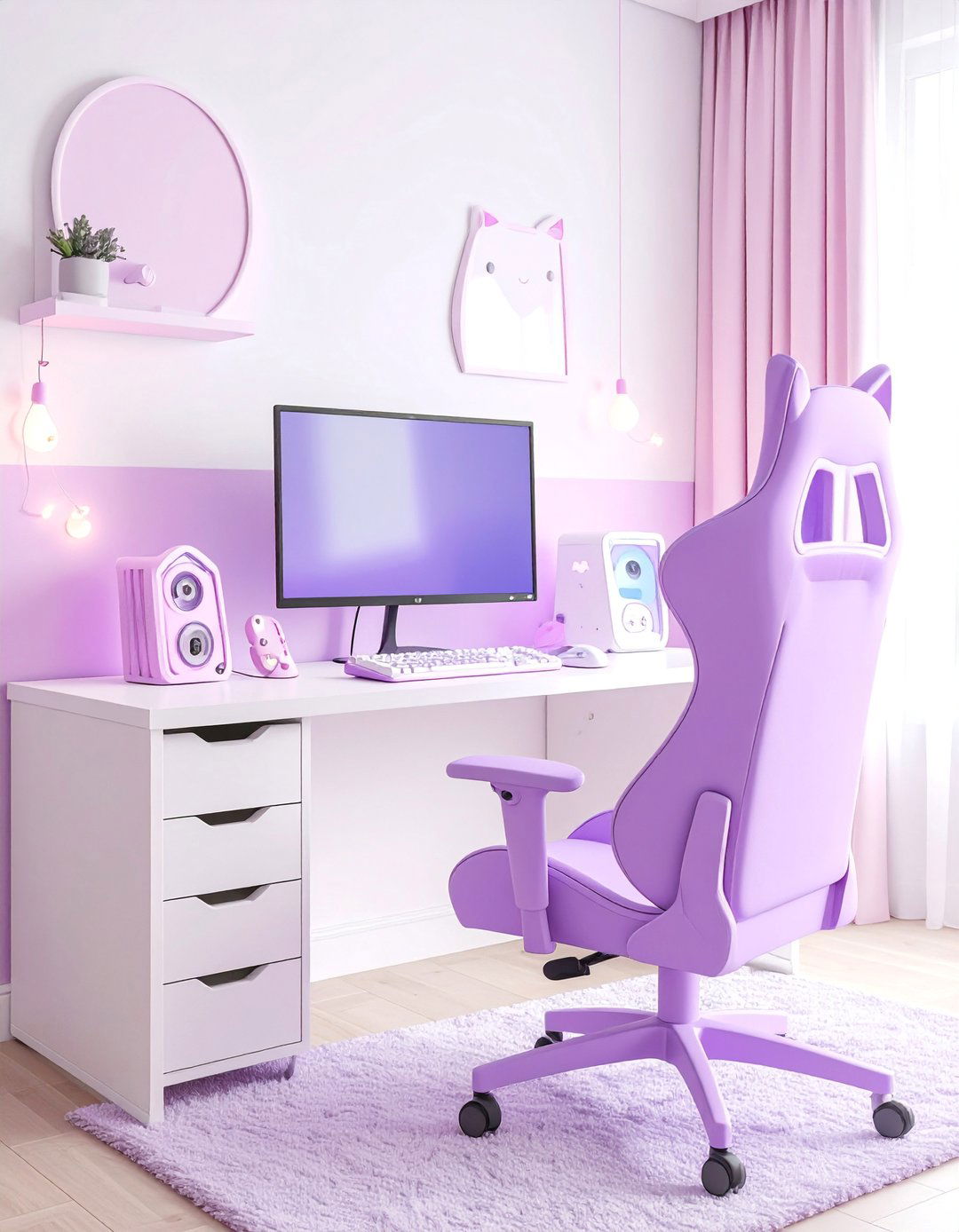 Pastel Purple Kawaii Gaming Setup - 25 Purple Gaming Setup Ideas