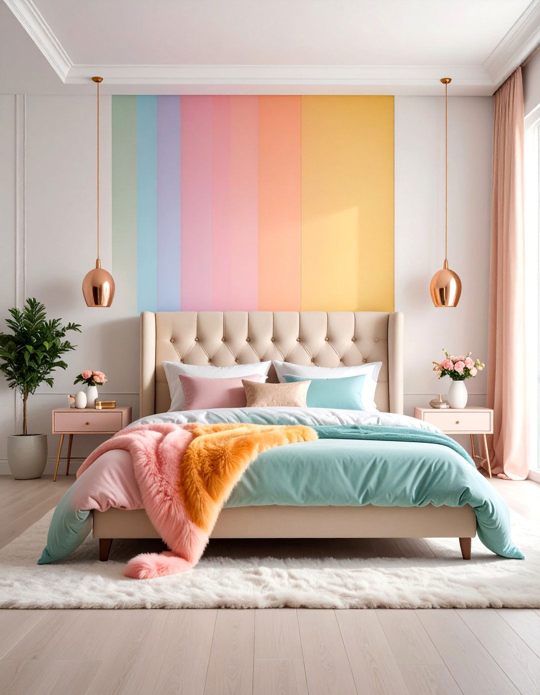Pastel Rainbow Bedroom Retreat - 25 Rainbow Bedroom Ideas