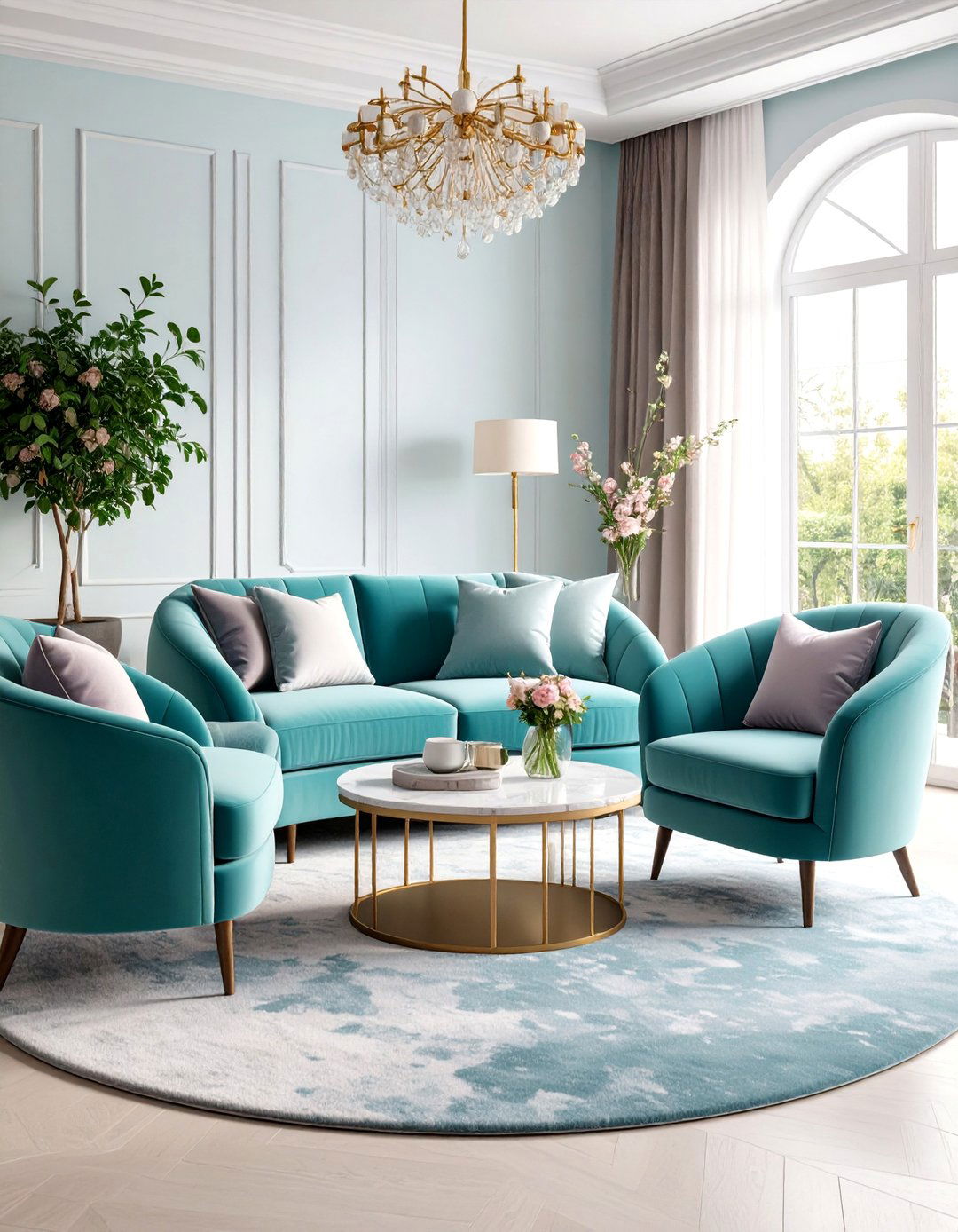 Pastel Rainbow Curved Furniture Sanctuary - 25 Pastel Living Room Ideas
