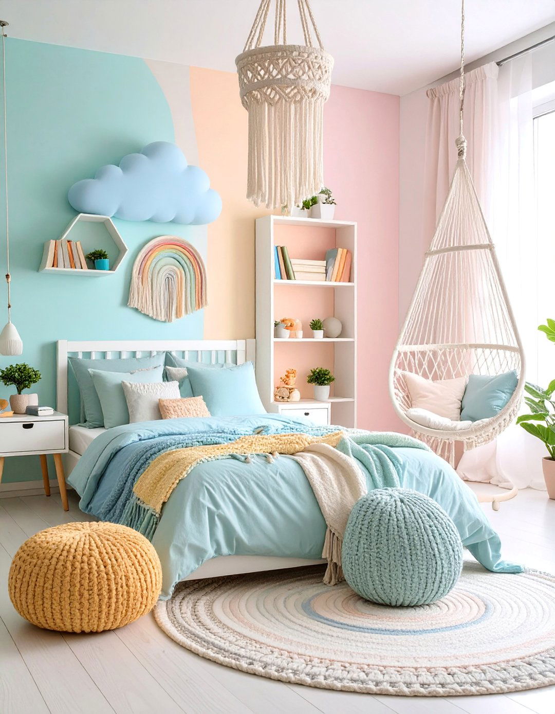 Pastel Rainbow Dreams with Gradient Walls - 25 Girl Room Ideas for 10-year-olds