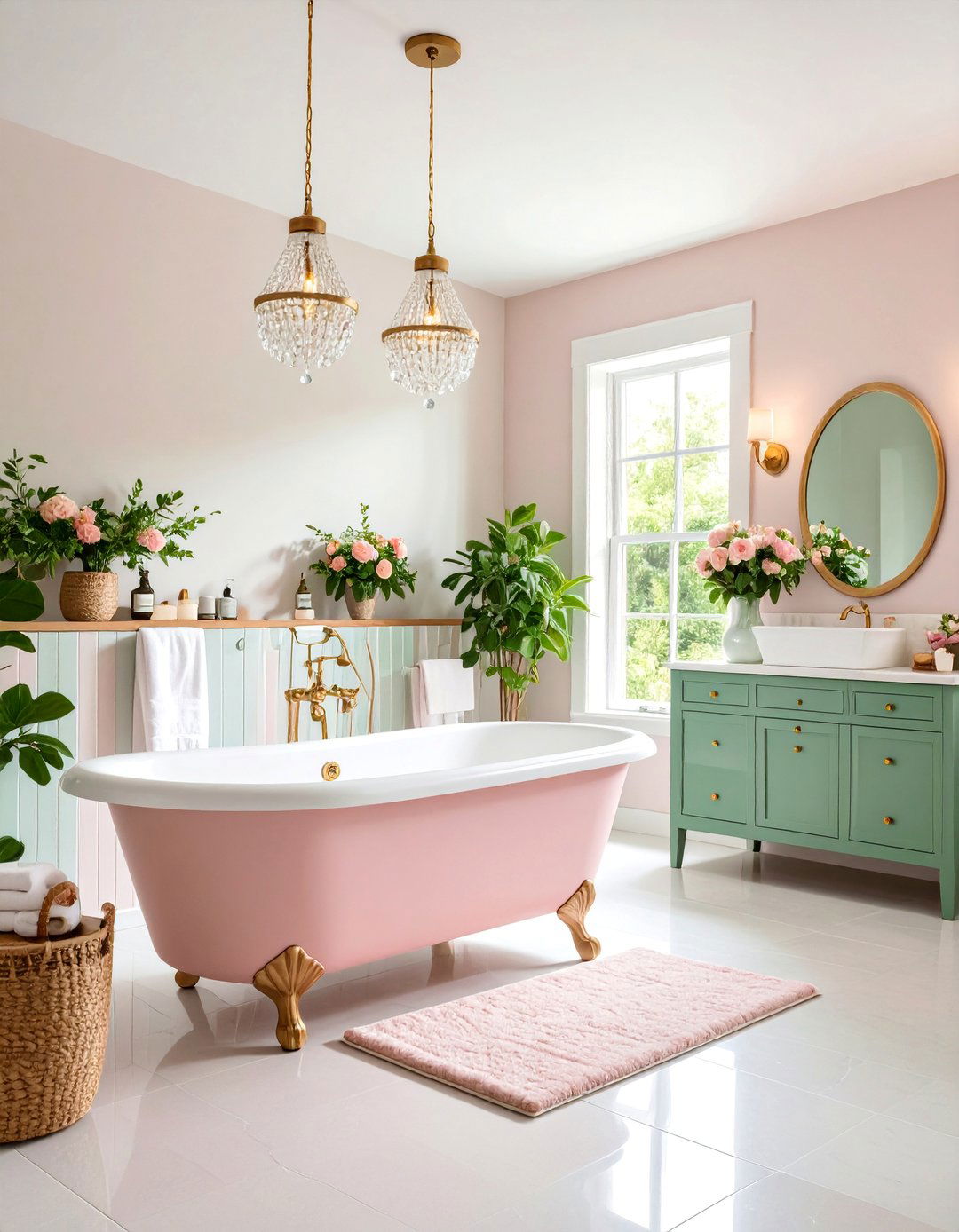 Pastel Retreat Barndominium Bathroom with Soft Color Palette - 25 Barndominium Bathroom Ideas